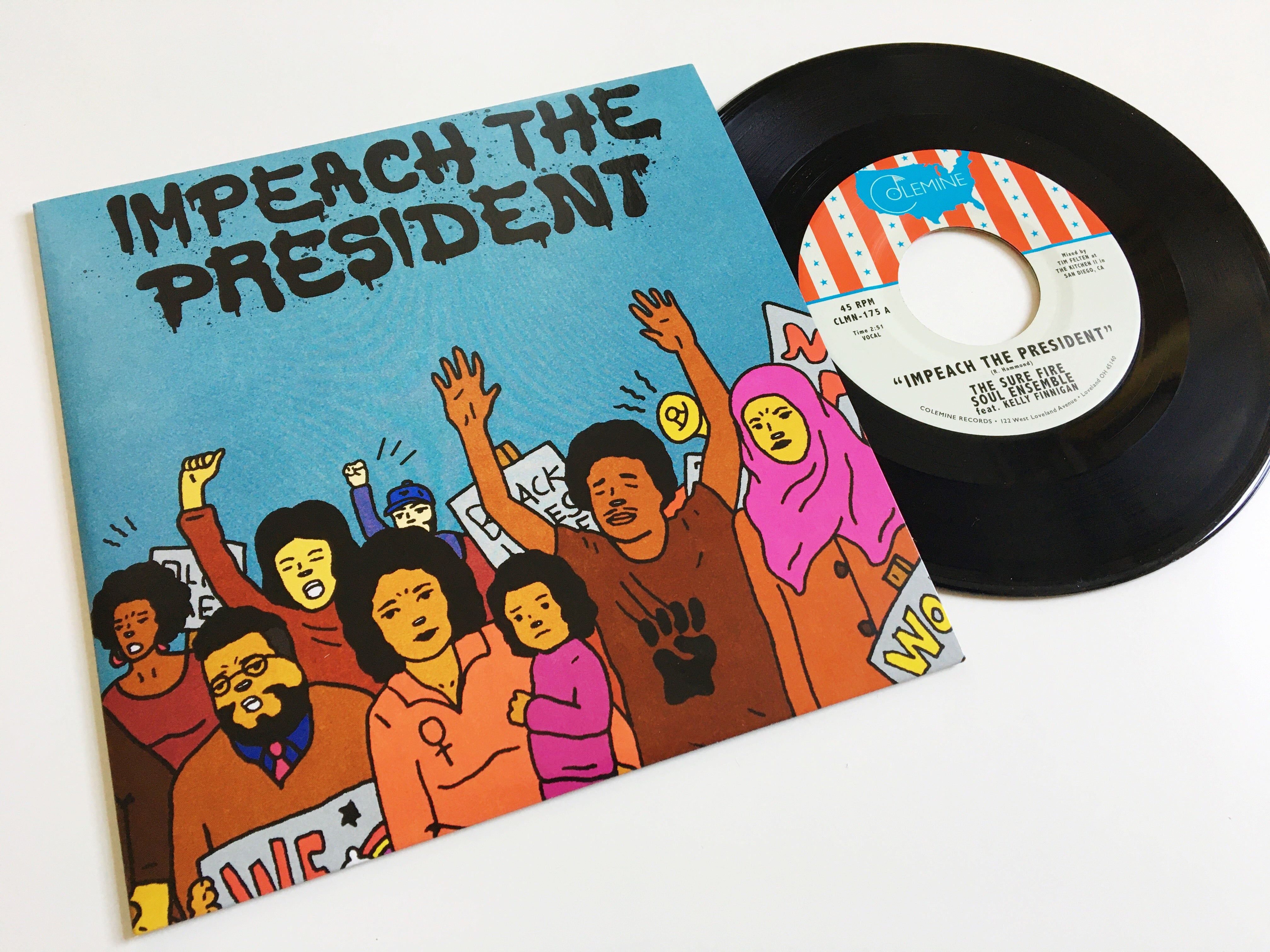 Sure Fire Soul Ensemble Impeach President 45 tours vinyle bleu