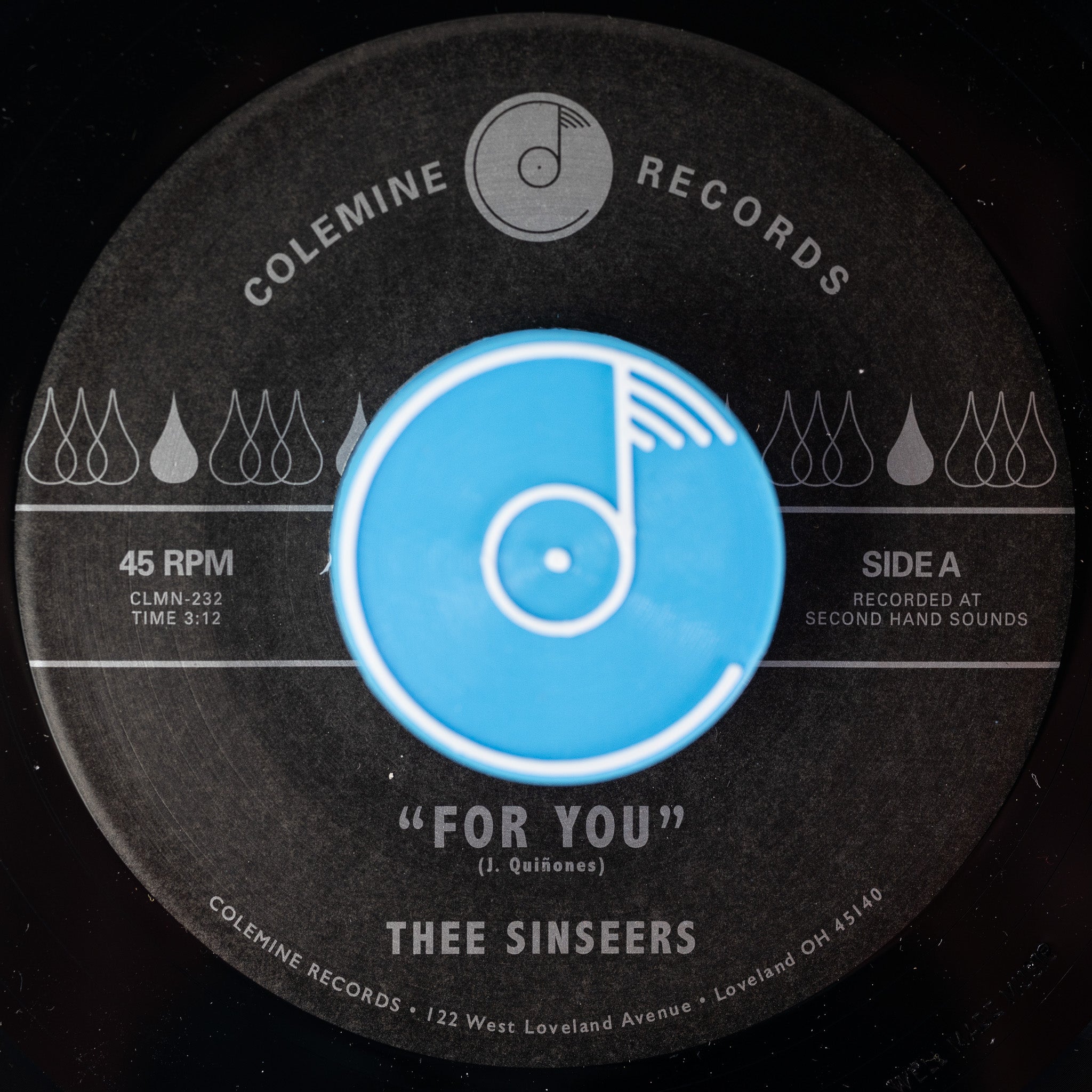 Thee Sinseers For You 45 tours vinyle bleu sweet soul