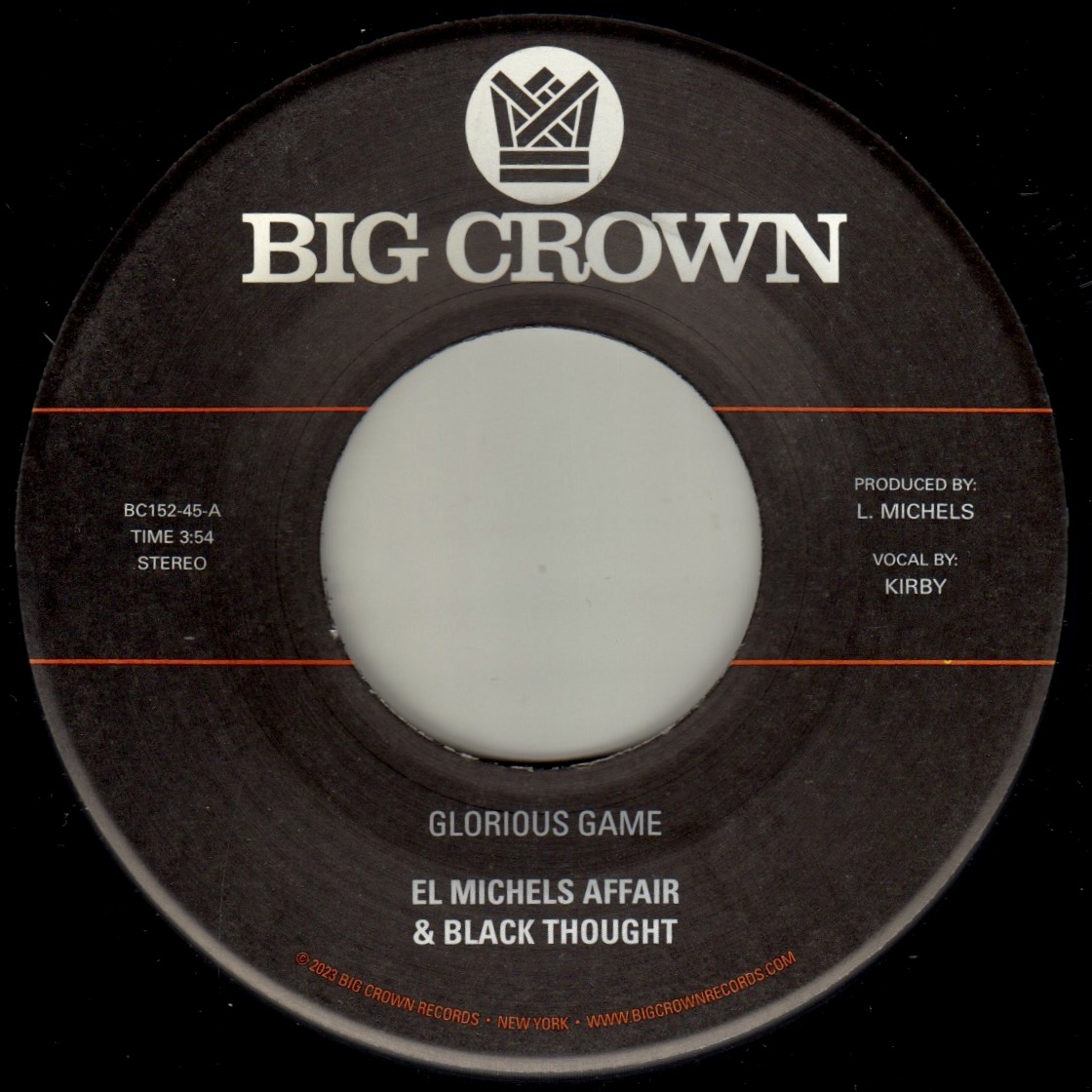Big Crown Records Glorious Game b/w Grateful 45 tours 7"