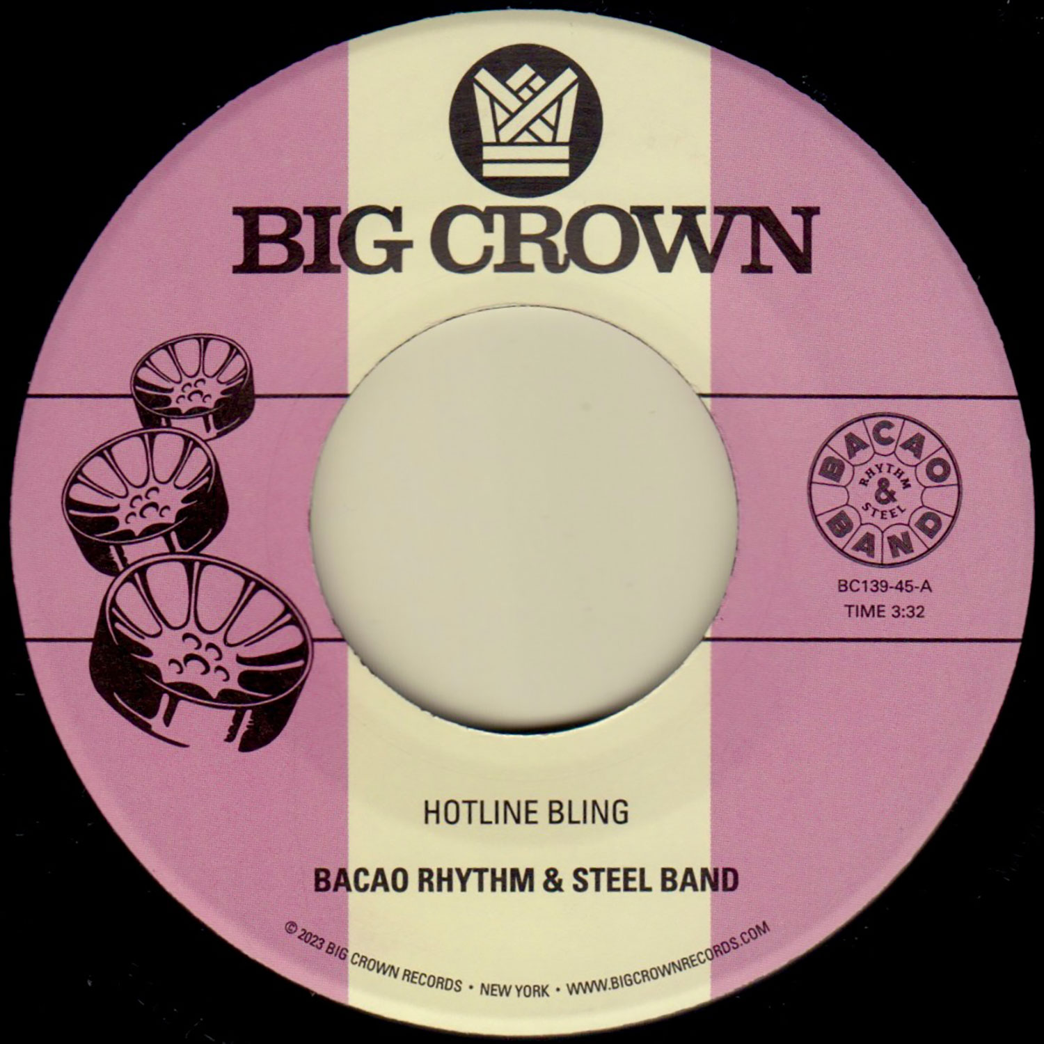Big Crown Bacao Hotline Bling vinyle 45T steel pan