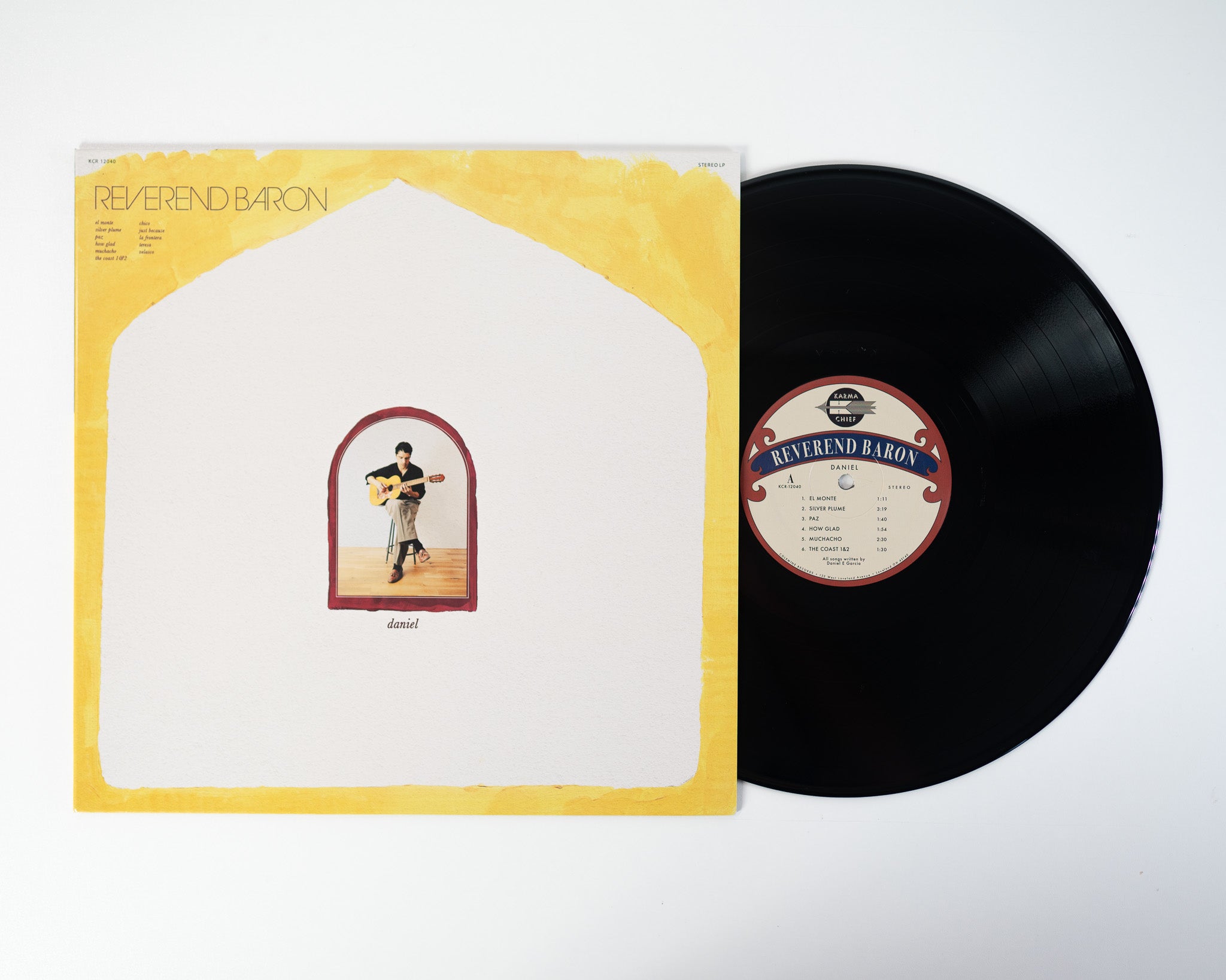 Reverend Baron Daniel Vinyle LP maroon swirl acoustique