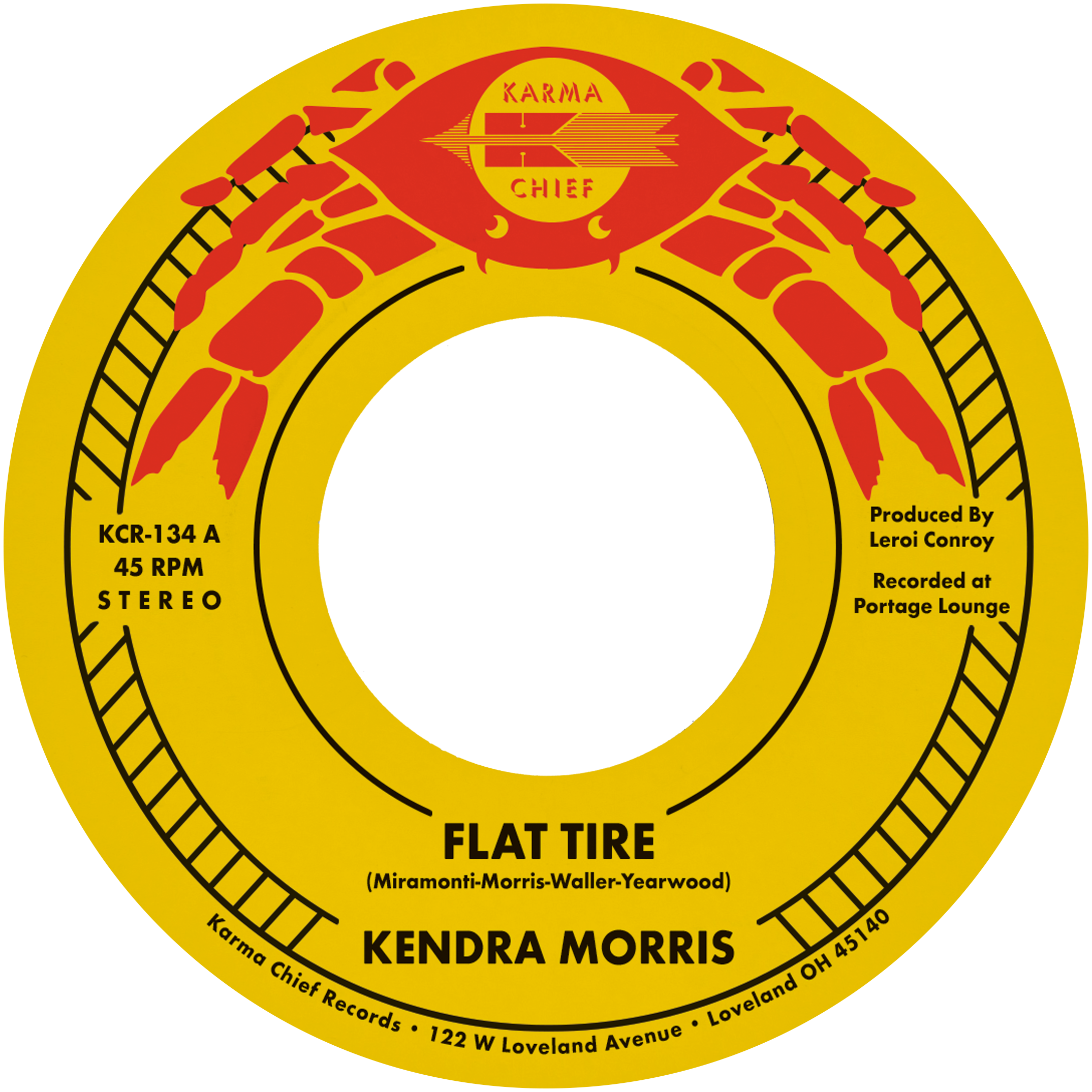 Karma Chief Kendra Morris Flat Tire vinyle 45 tours orange