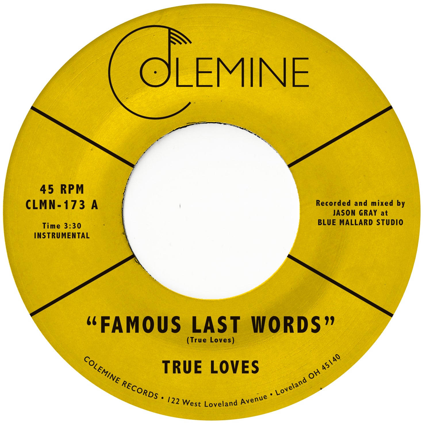 True Loves Famous Last Words vinyle 45t violet funk