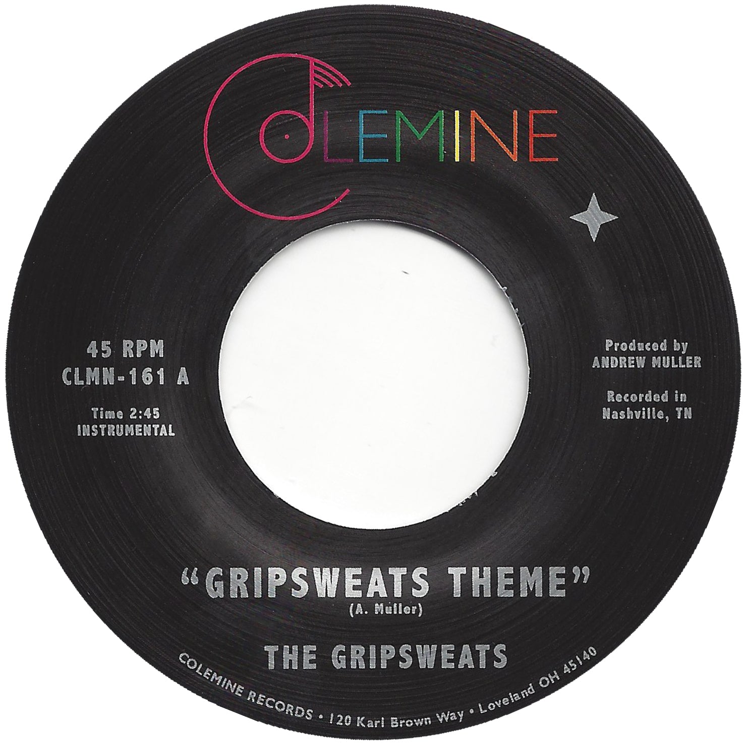 Colemine The Gripsweats Gripsweats Theme 45T vinyle blanc fuzz