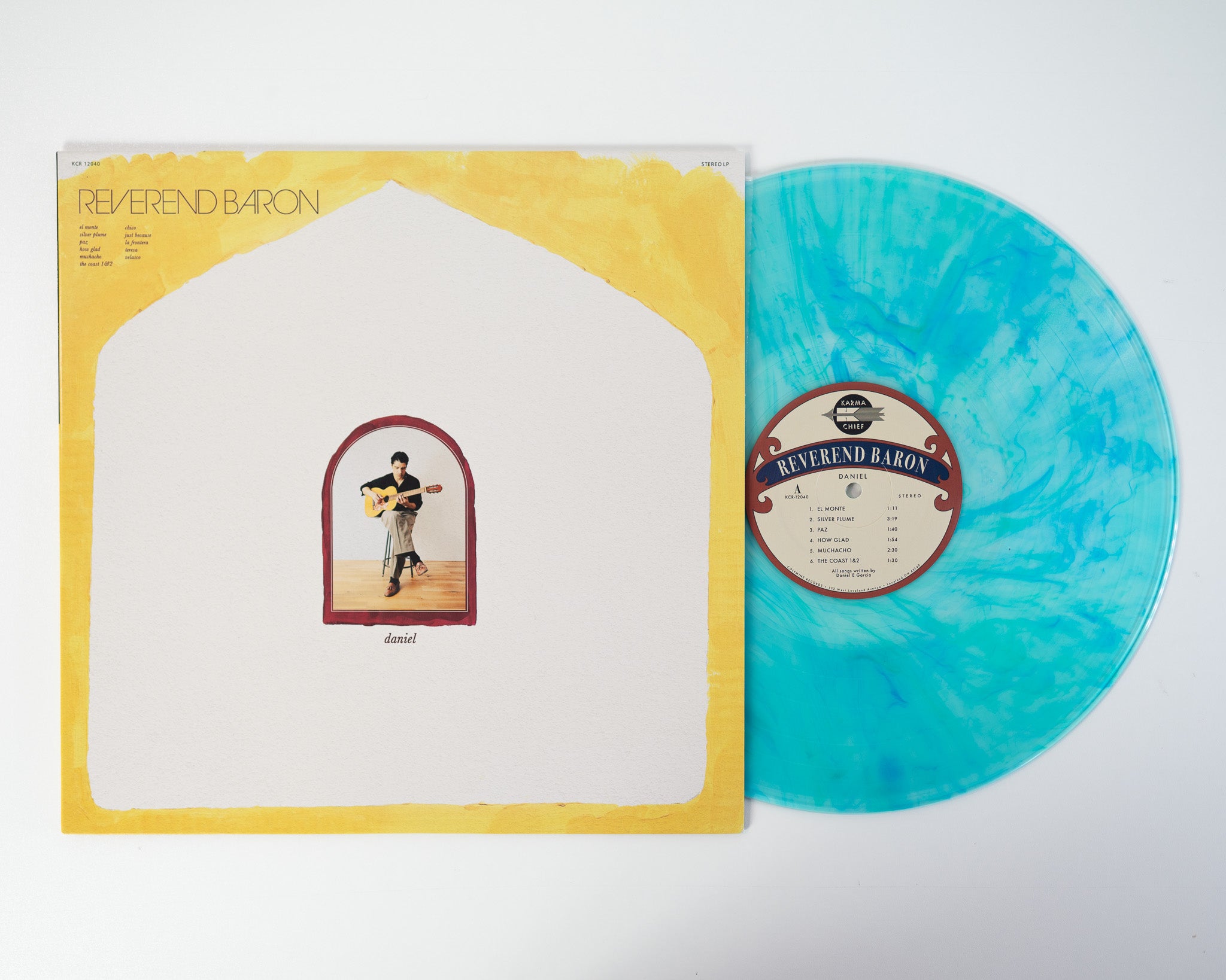 Reverend Baron Daniel Vinyle LP maroon swirl acoustique