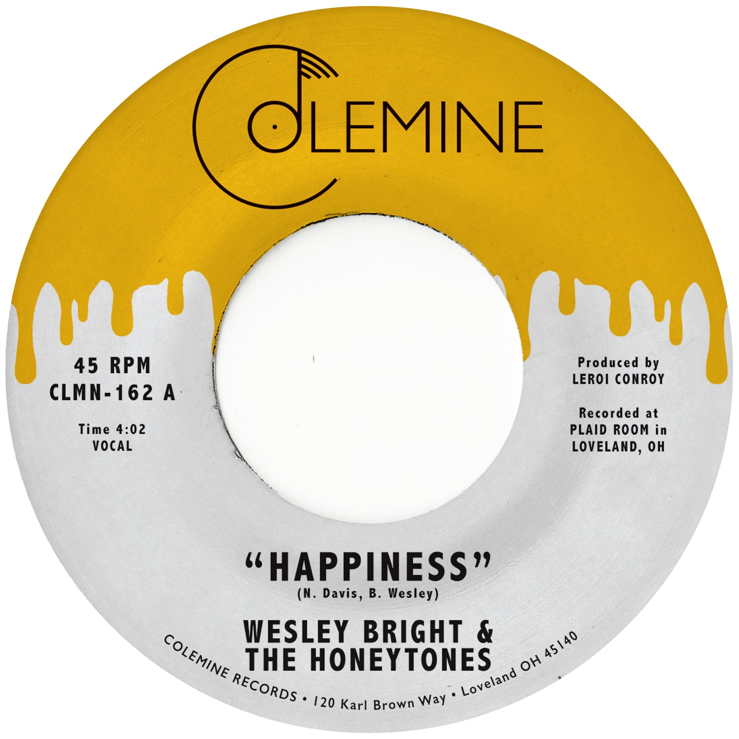 Colemine Wesley Bright Happiness 45 tours vinyle jaune northern soul