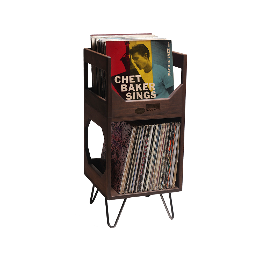 Blue Note Deluxe Jr. meuble vinyle noyer foncé 100 disques