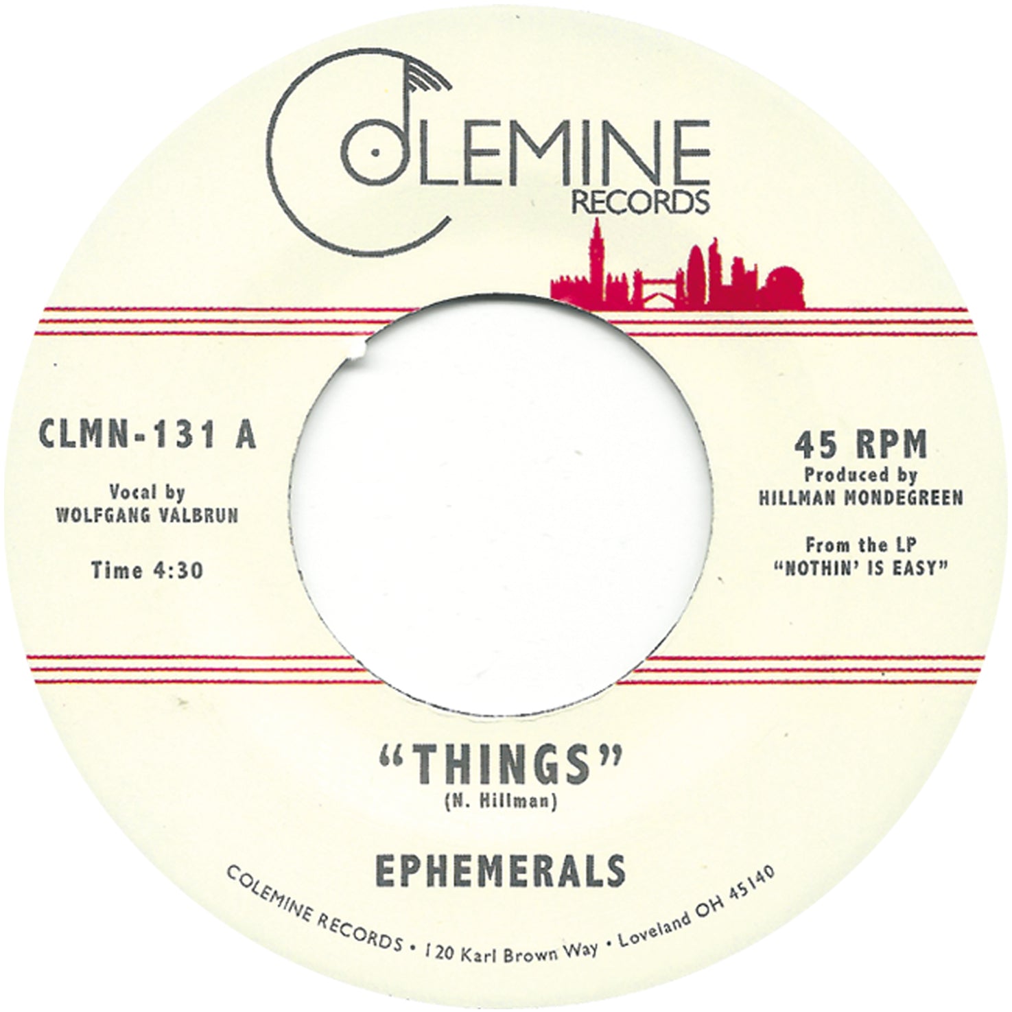Ephemerals Things vinyle 7 pouces noir 45 tours soul