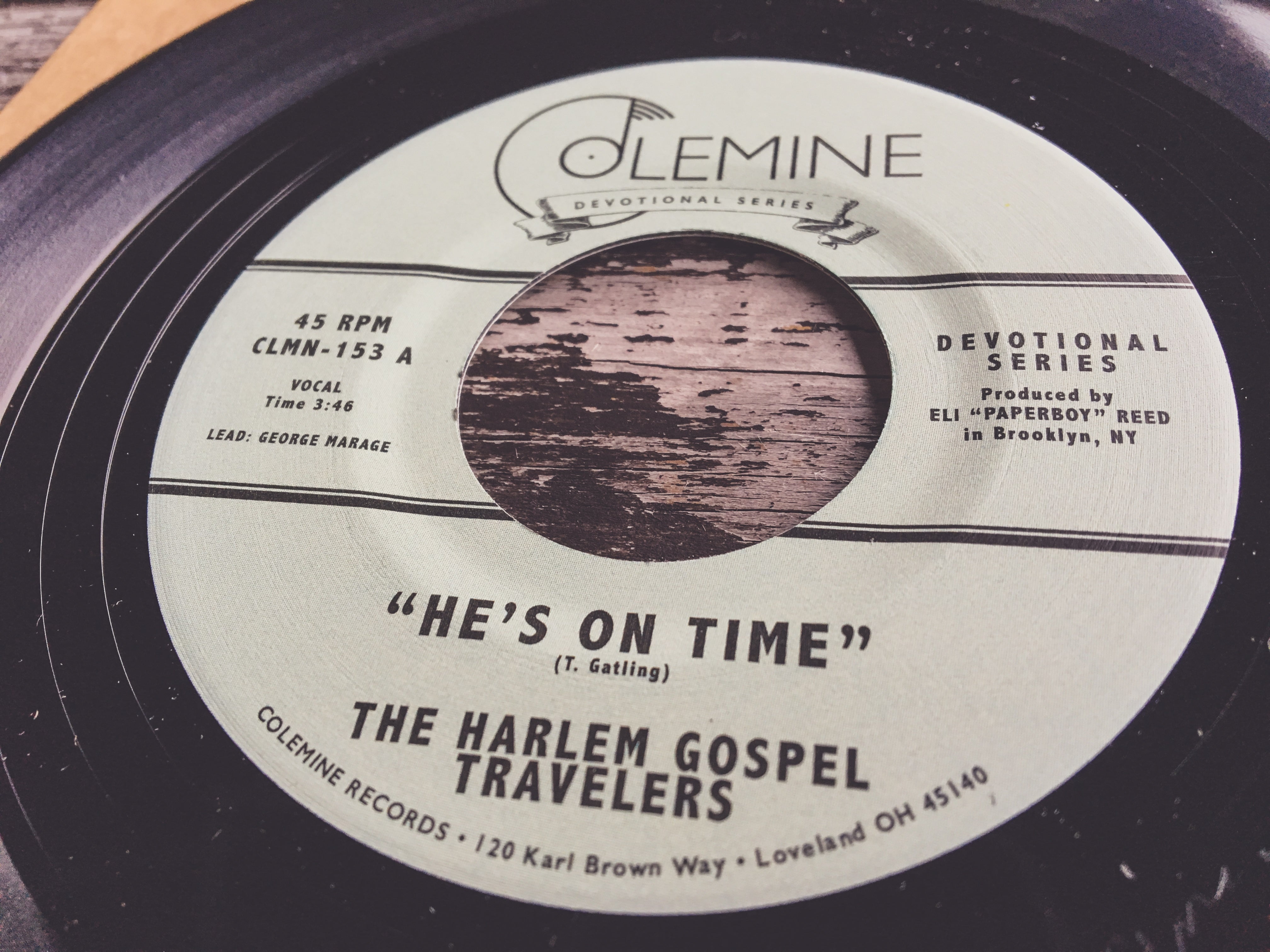 Harlem Gospel Travelers He's On Time vinyle 7" noir gospel soul