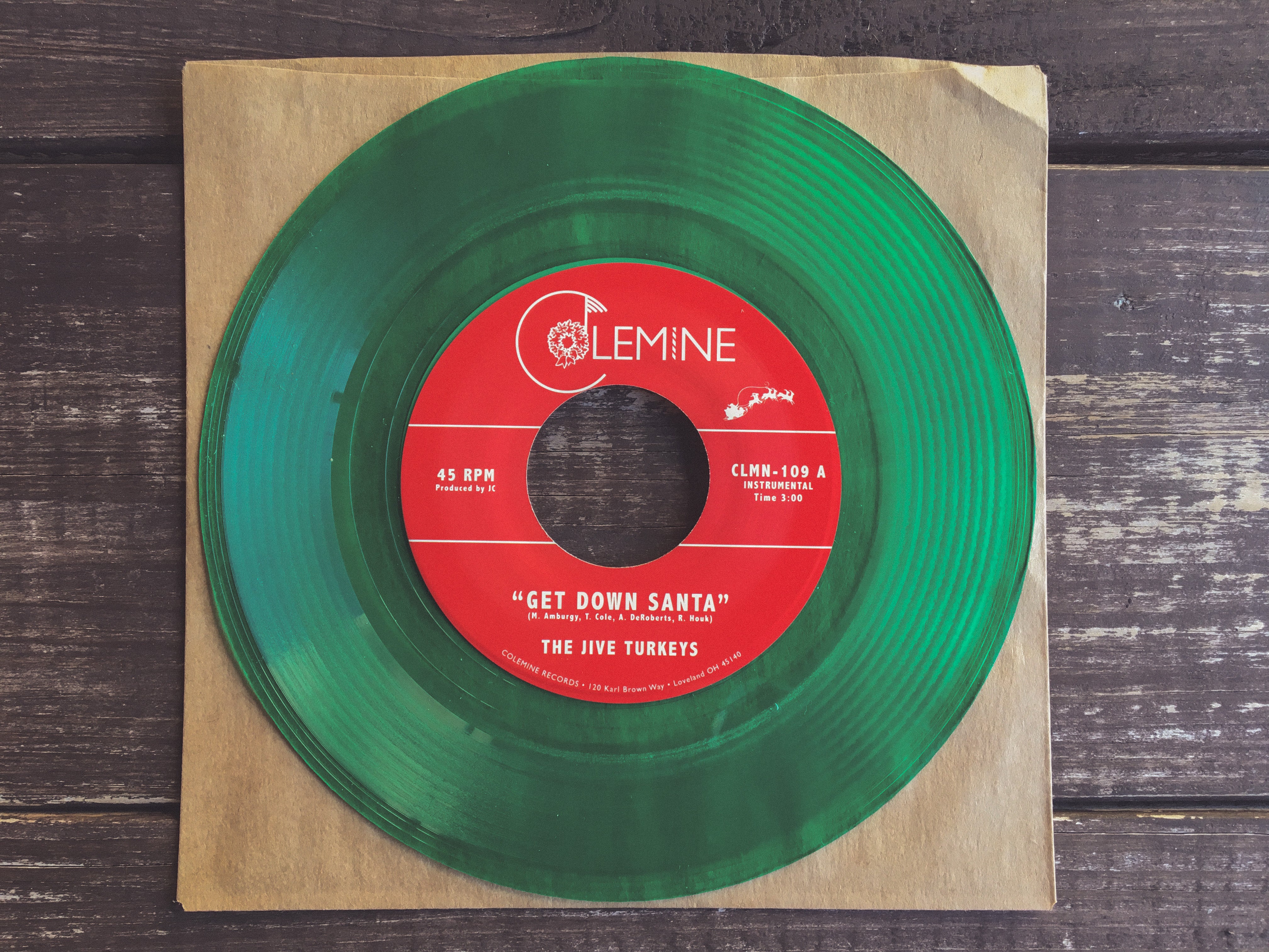 Jive Turkeys Get Down Santa 45 tours vinyle vert funk