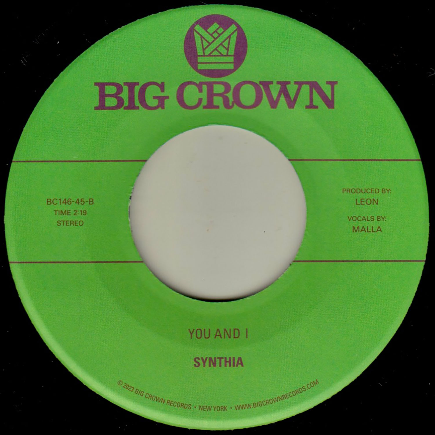 Synthia So Low 45 tours vinyle 7" violet You & I limité