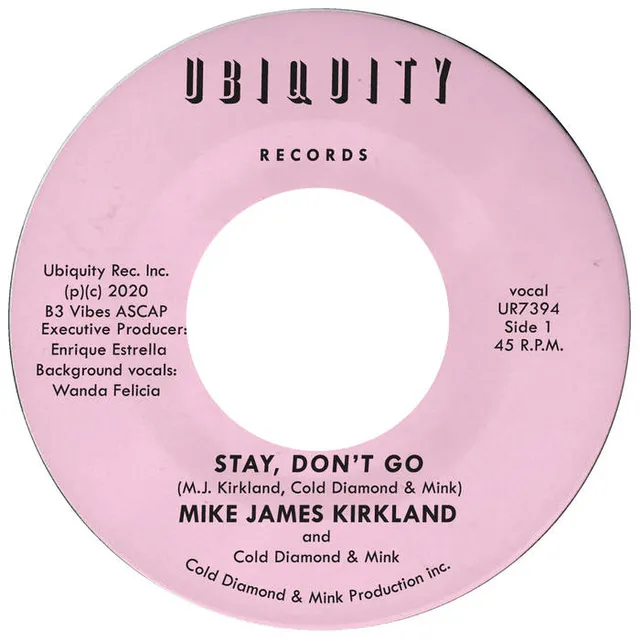 Mike James Kirkland Stay Don't Go 45 tours vinyle soul