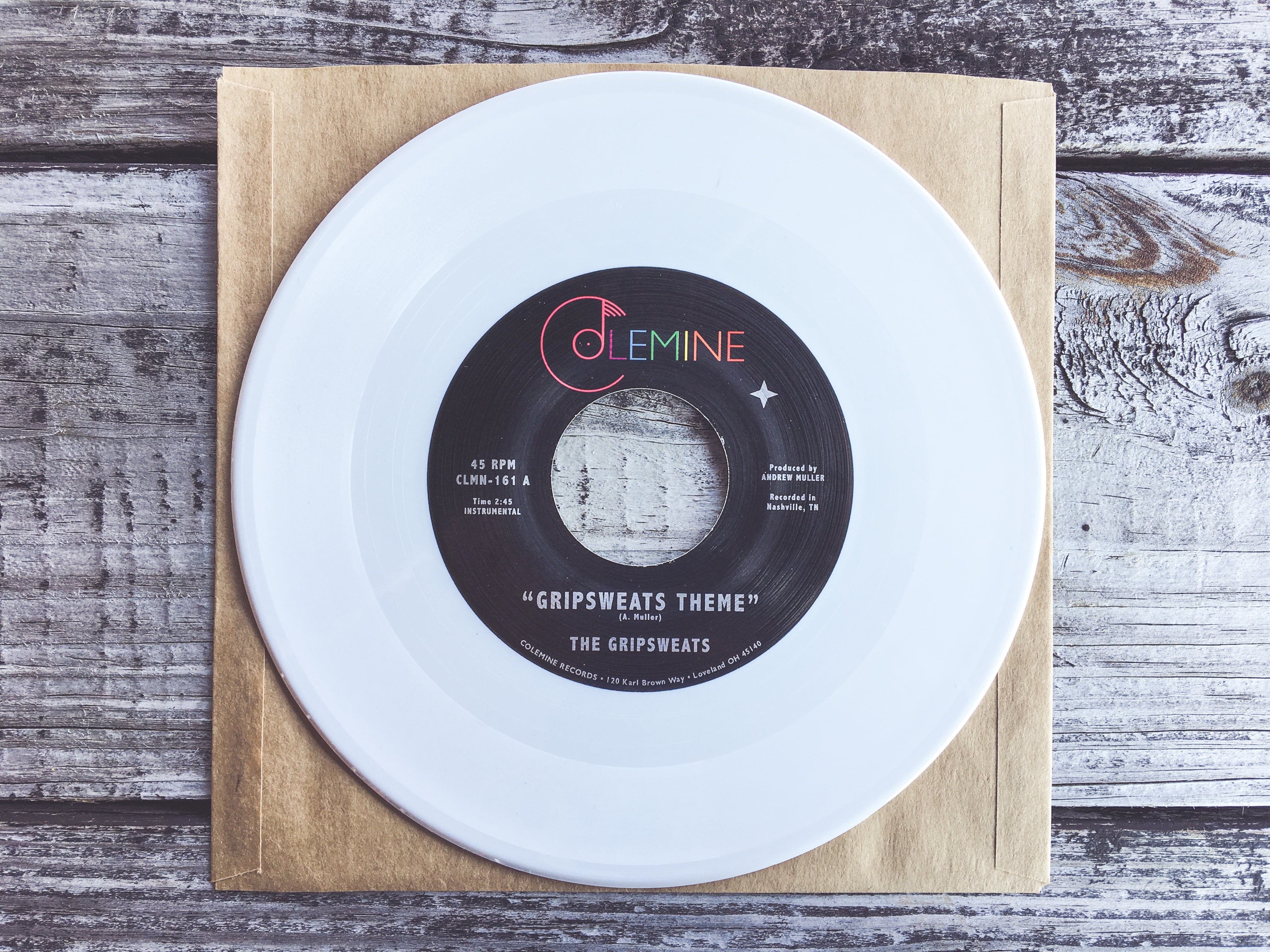 Colemine The Gripsweats Gripsweats Theme 45T vinyle blanc fuzz