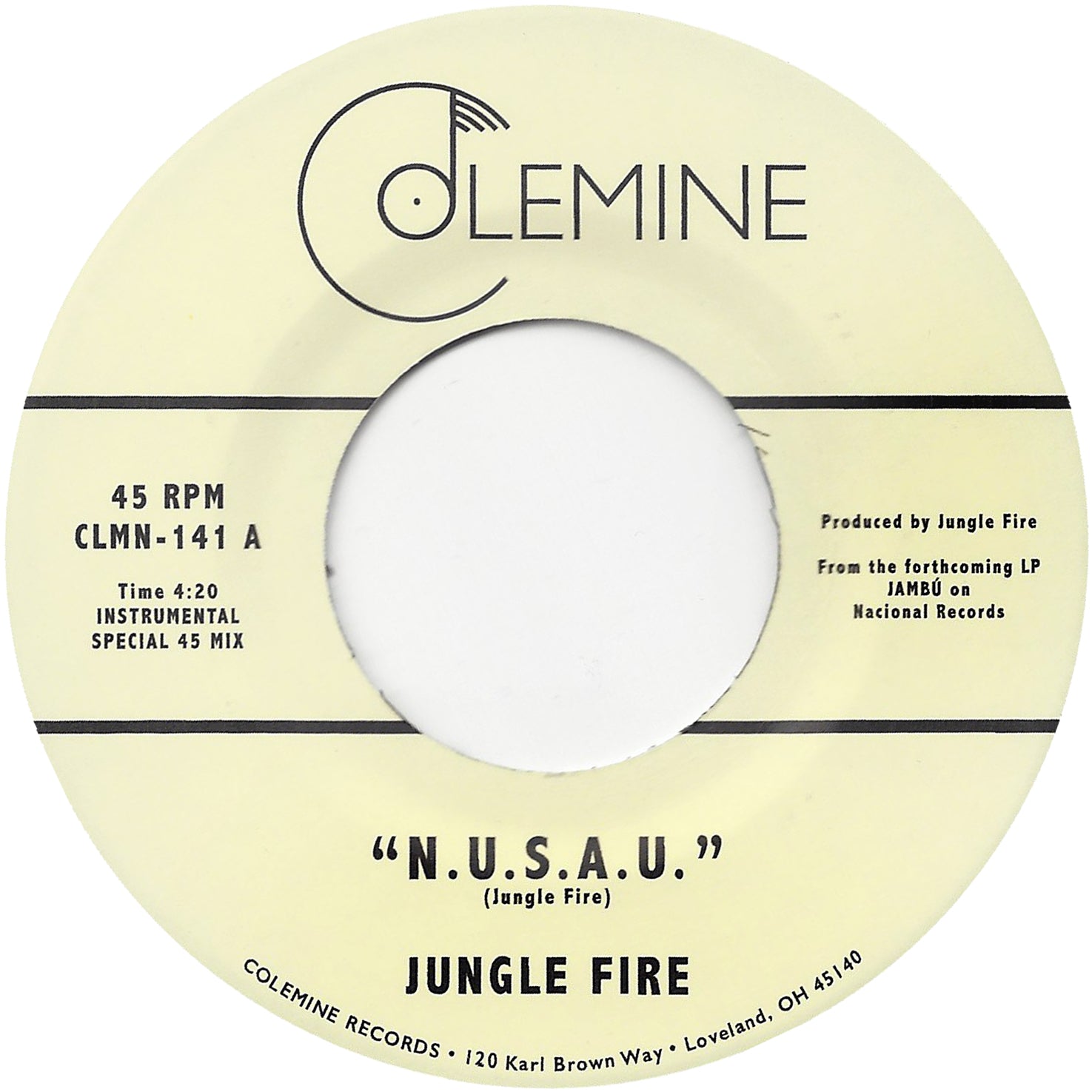 Colemine Jungle Fire N.U.S.A.U. 45T vinyle vert afrobeat
