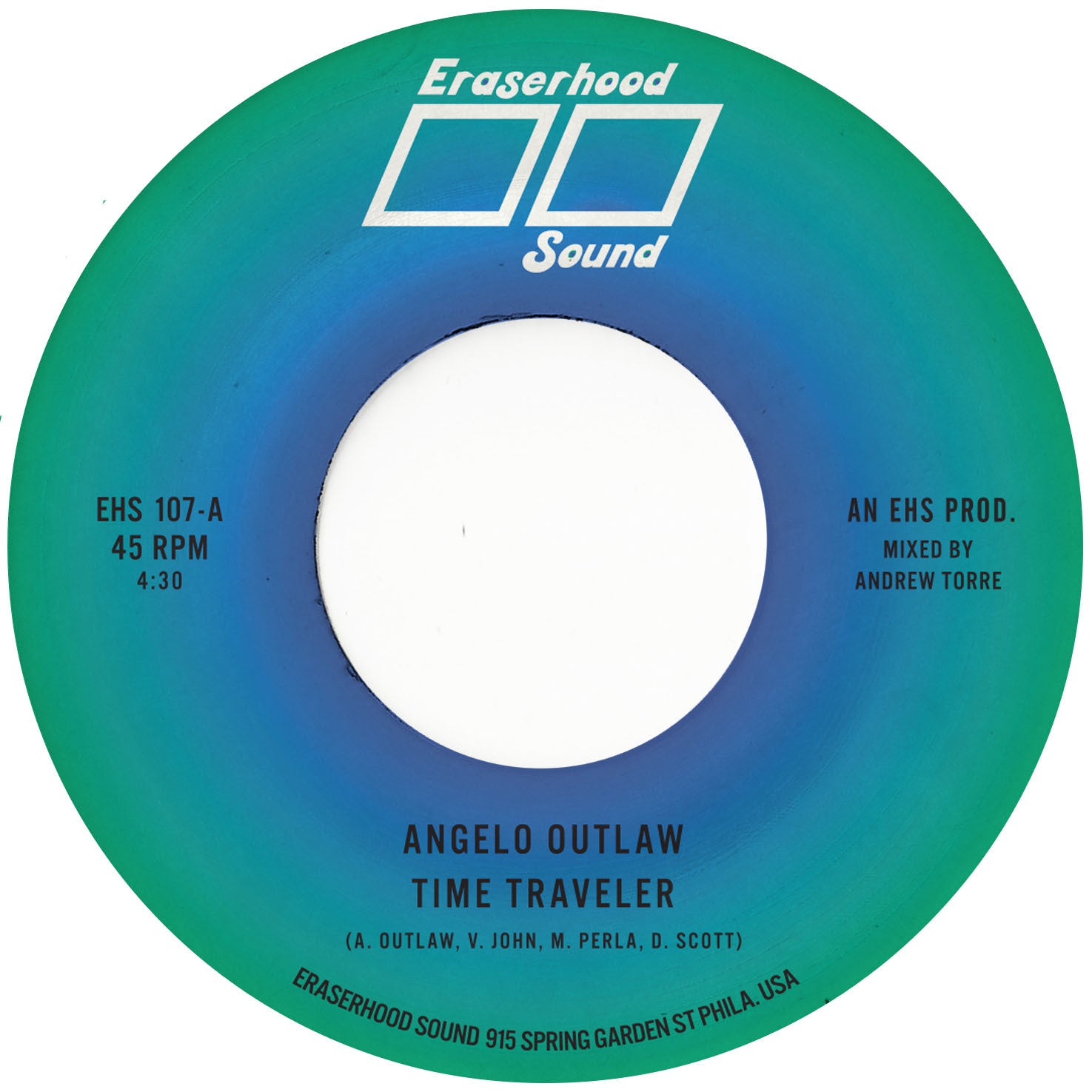 Angelo Outlaw Time Traveler vinyle 7" transparent + funk cosmic