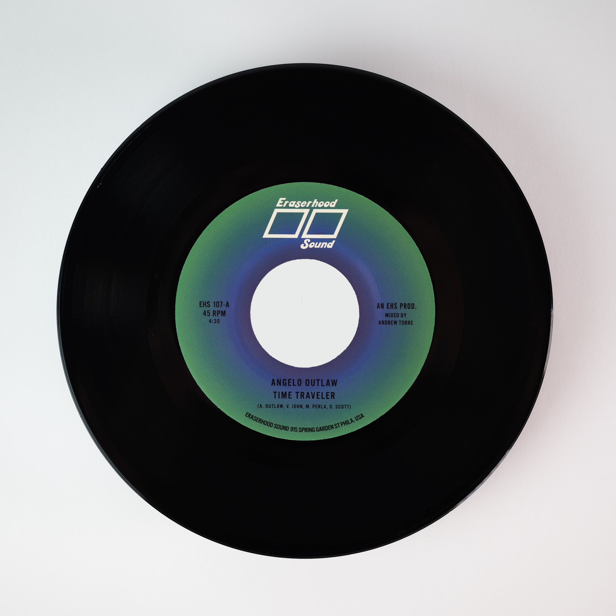 Angelo Outlaw Time Traveler vinyle 7" transparent + funk cosmic
