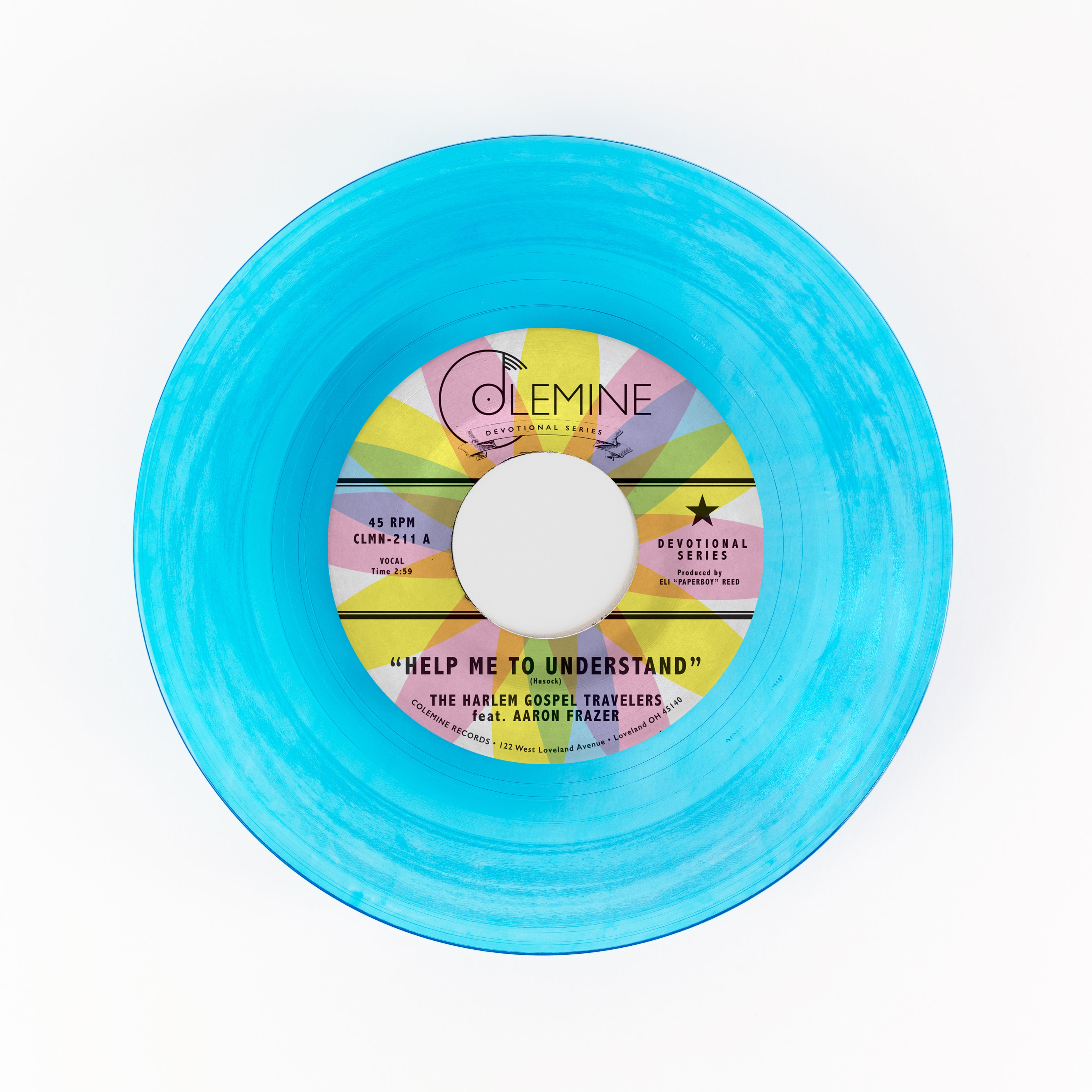 Harlem Gospel Travelers Aaron Frazer 45 tours vinyle bleu