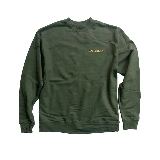 Big Crown Embroidered sweat vert army col rond