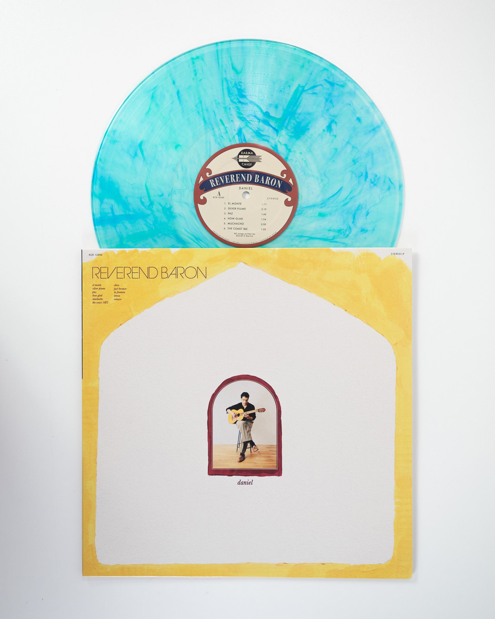 Reverend Baron Daniel Vinyle LP maroon swirl acoustique