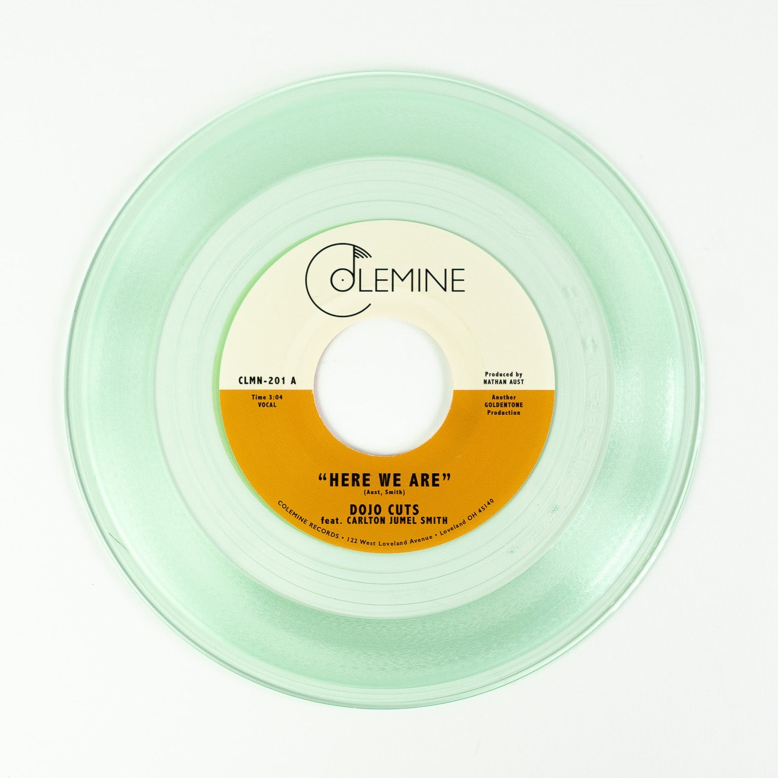 Dojo Cuts Here We Are vinyle 7 pouces coke-bottle clear