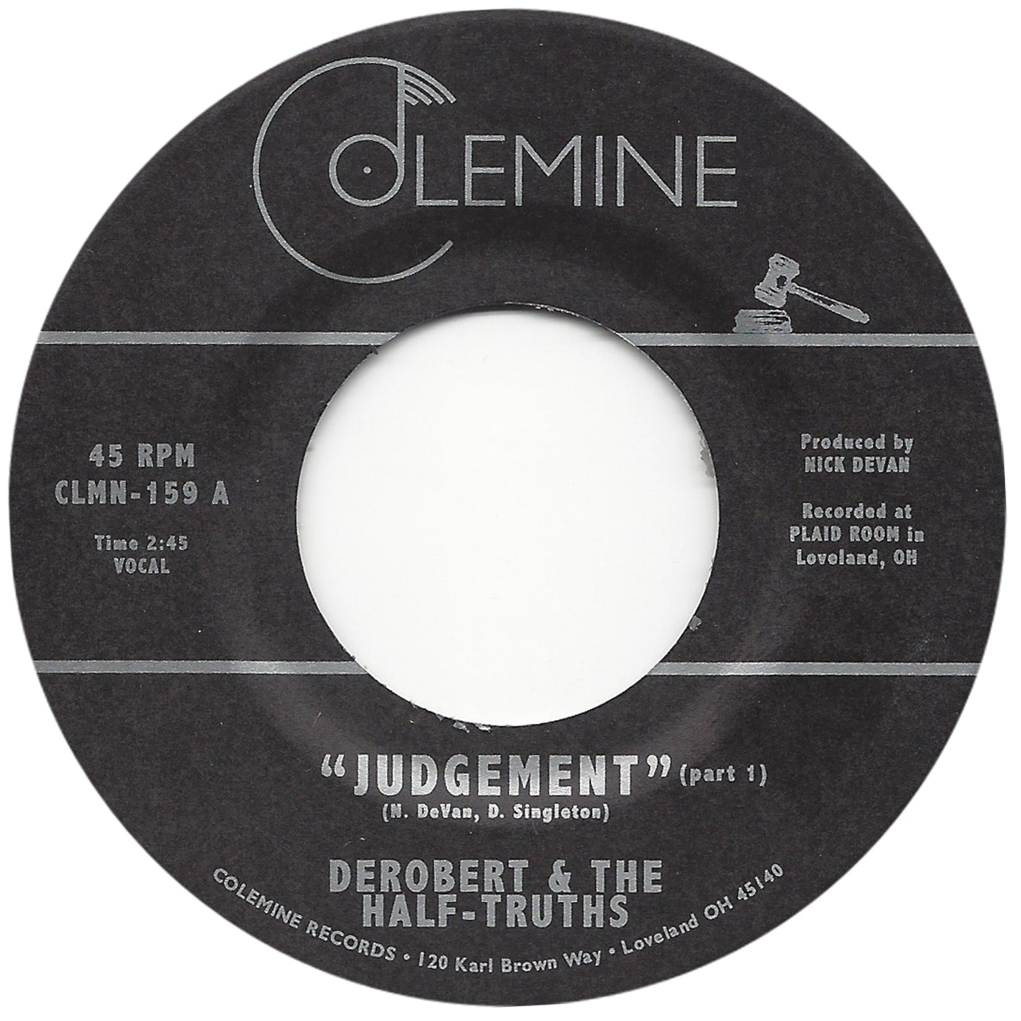 DeRobert & The Half-Truths Judgement 45 tours jaune swirl