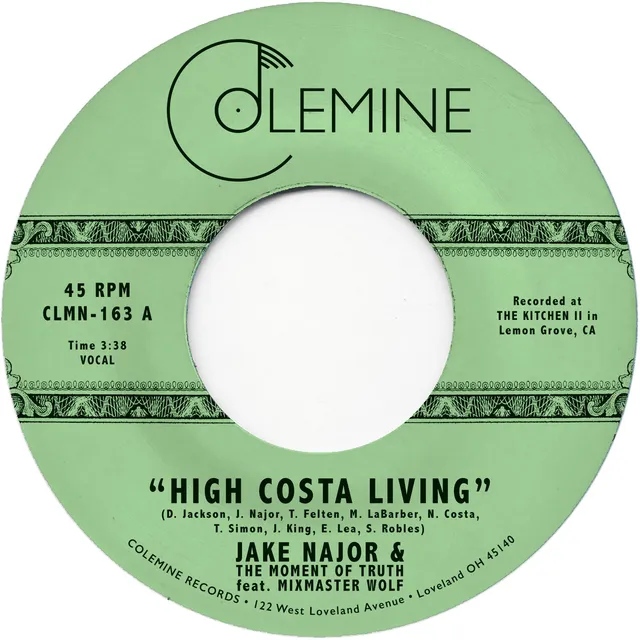 Colemine Jake Najor High Costa Living 45 tours vinyle orange translucide funk