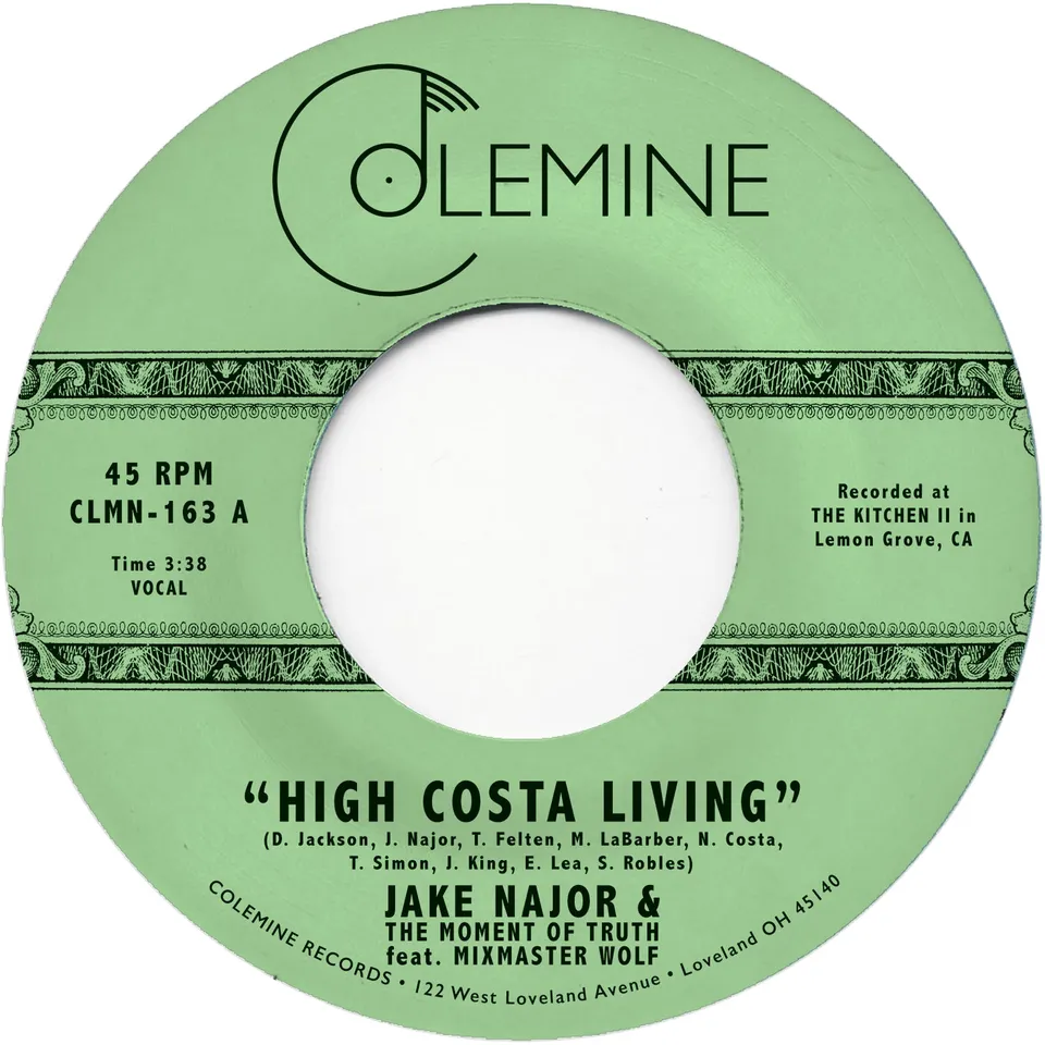 Colemine Jake Najor High Costa Living 45 tours vinyle orange translucide funk