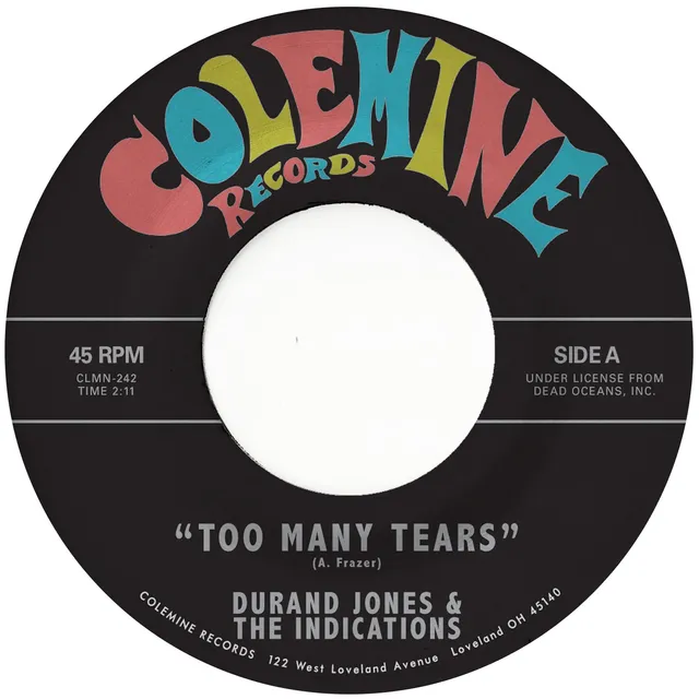 Durand Jones & The Indications Too Many Tears 45 tours bleu
