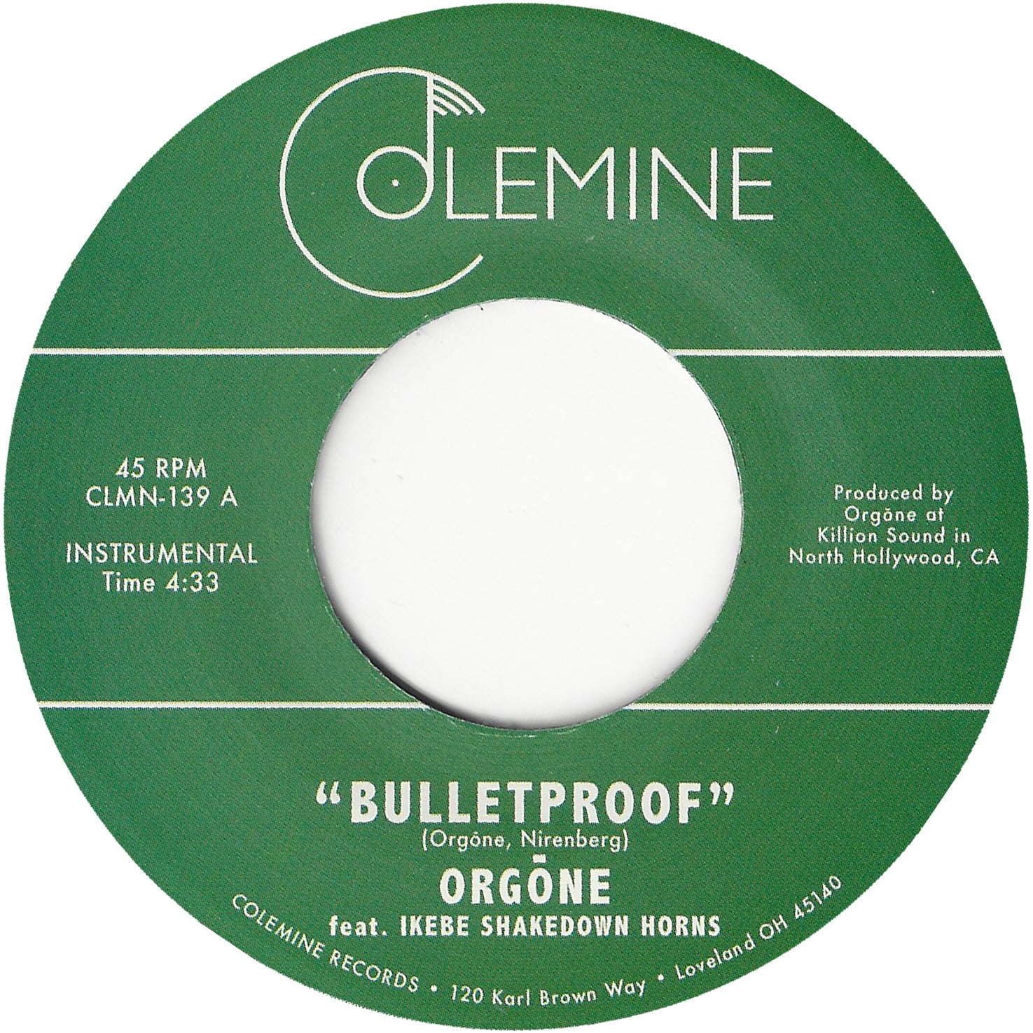 Orgone Bulletproof 45 tours vinyle noir funk soul