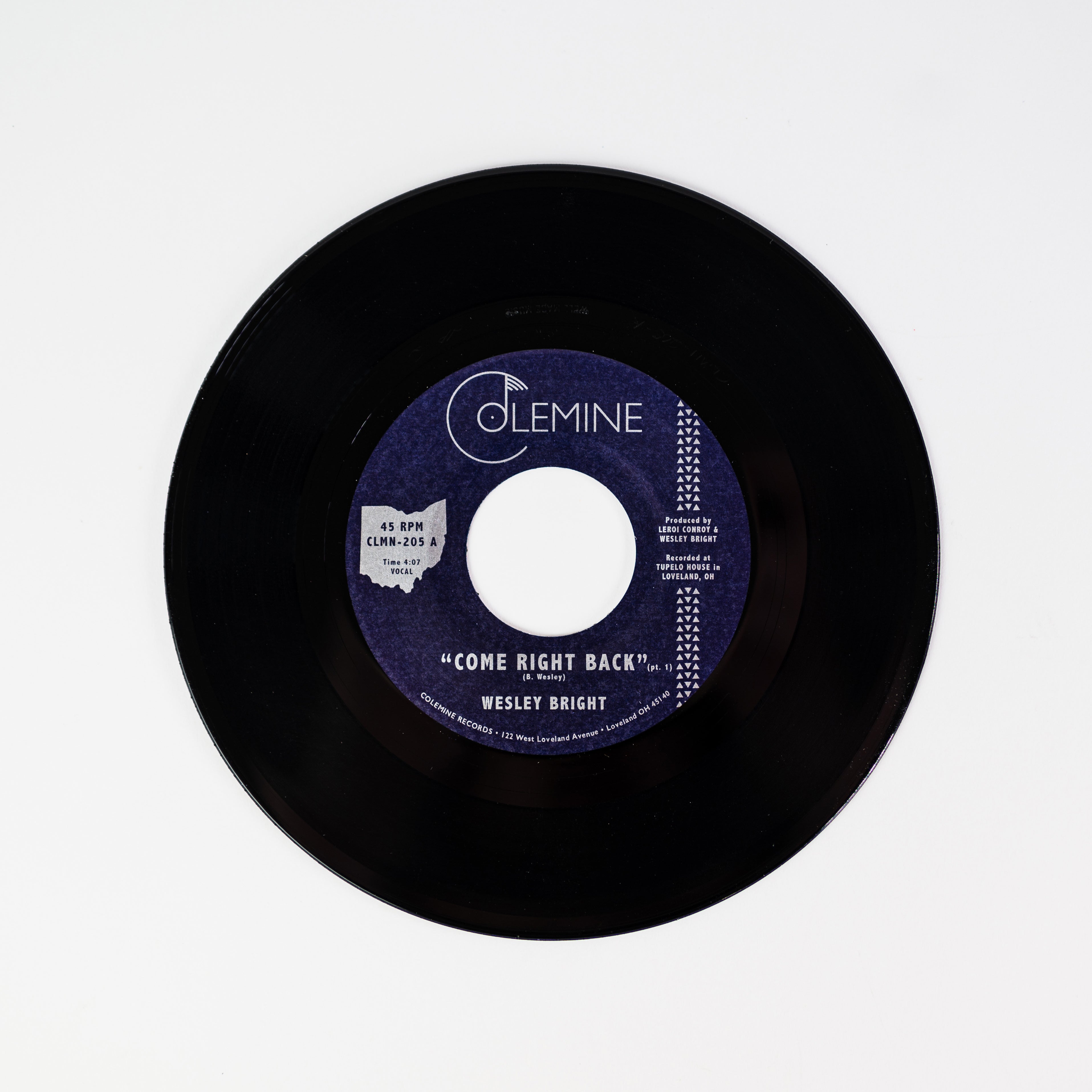 Wesley Bright Come Right Back 45 tours vinyle rouge soul