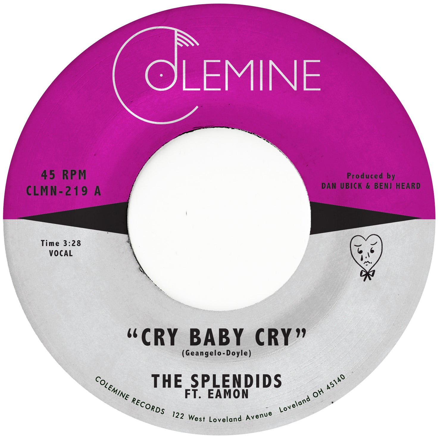 Colemine The Splendids Cry Baby Cry 45 tours 7" sweet soul