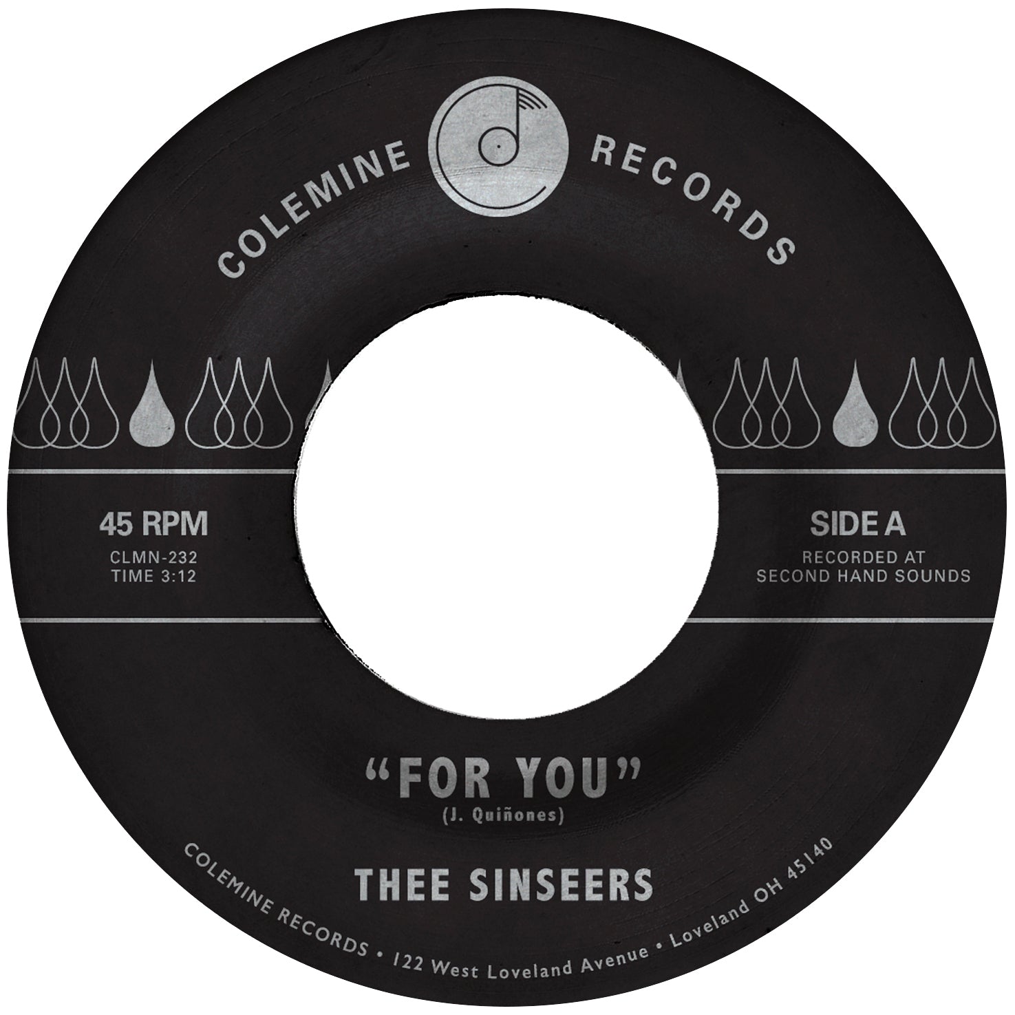 Thee Sinseers For You 45 tours vinyle bleu sweet soul