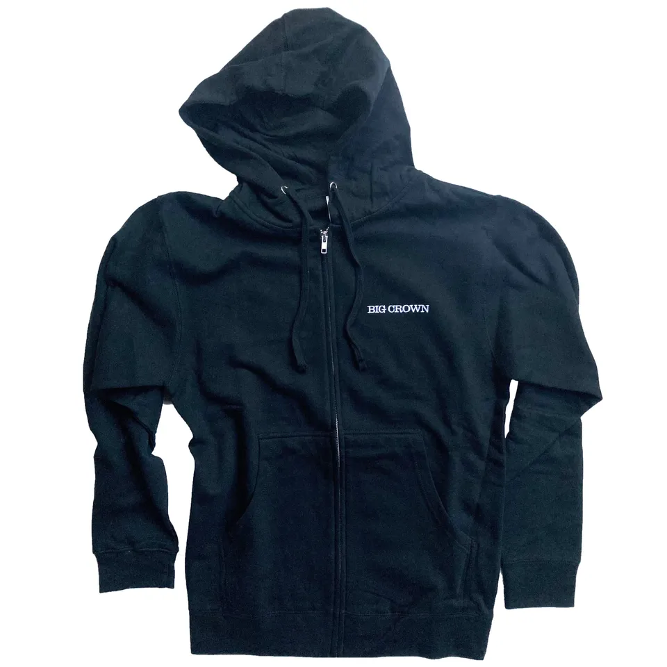 Big Crown Embroidered Zip Hoodie Black sweat zippé
