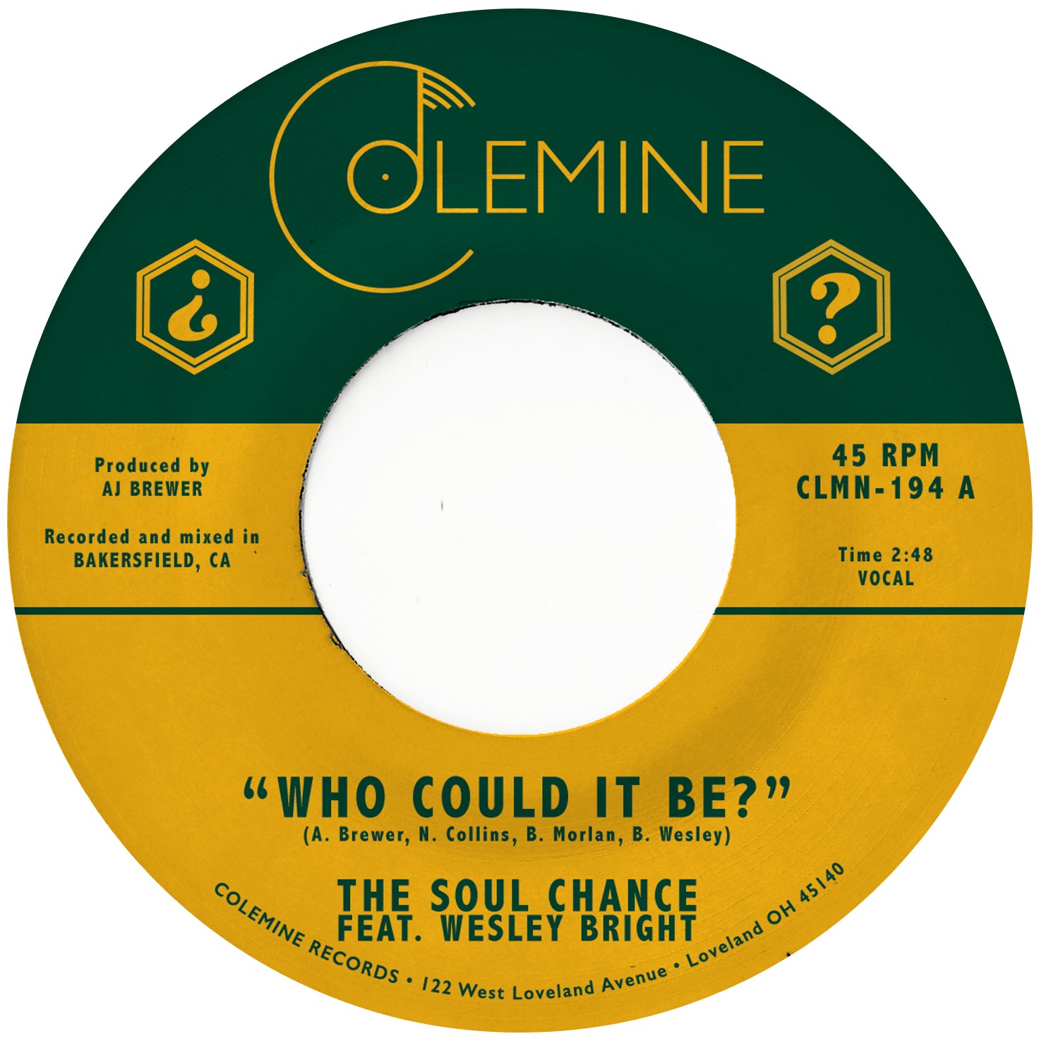 Soul Chance Wesley Bright Who Could It Be 45T couleur