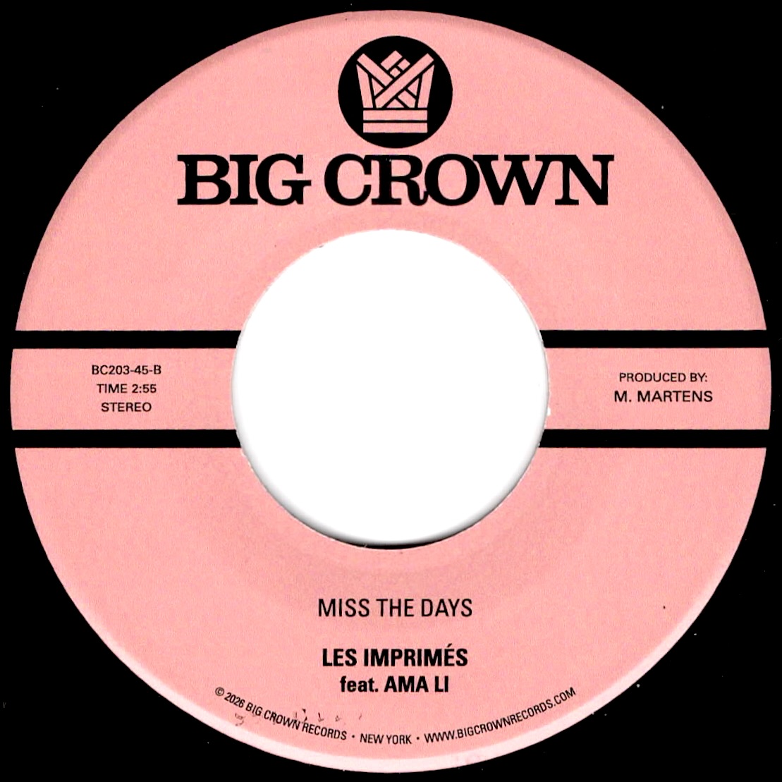 Les Imprimés You & I / Miss The Days 45T vinyle 7" soul