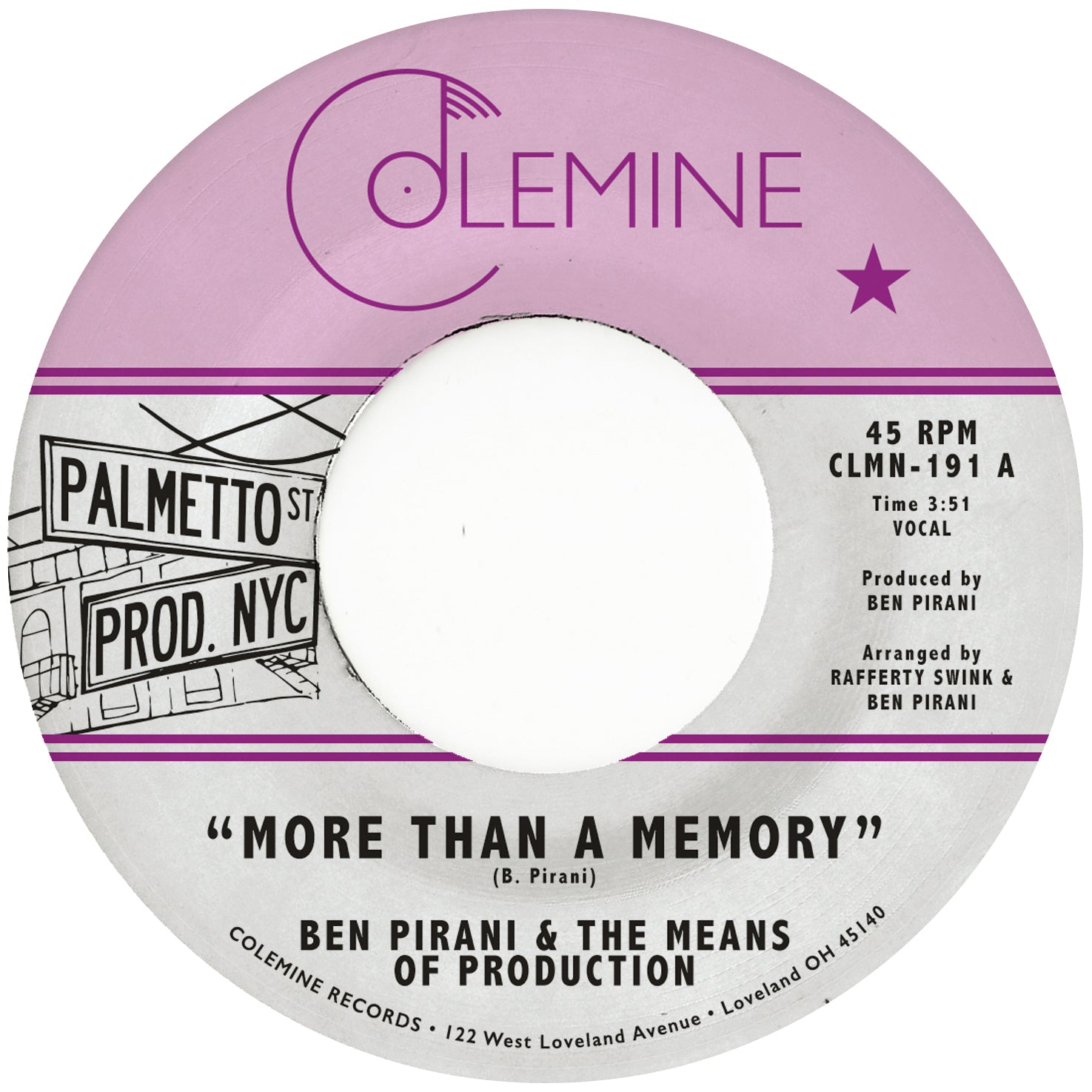 Colemine Ben Pirani More Than A Memory 45T white label