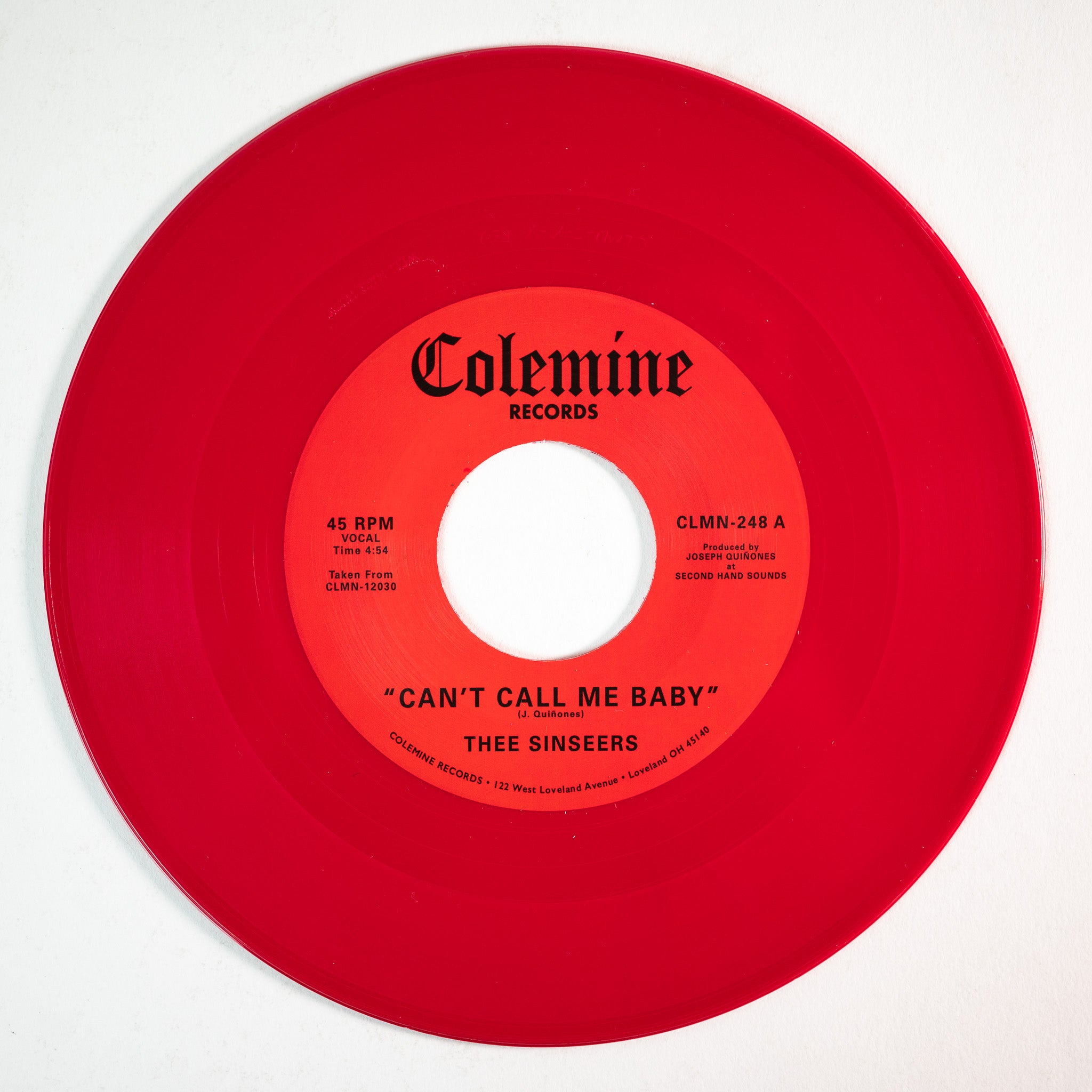 Thee Sinseers Can't Call Me Baby 45 tours rouge opaque