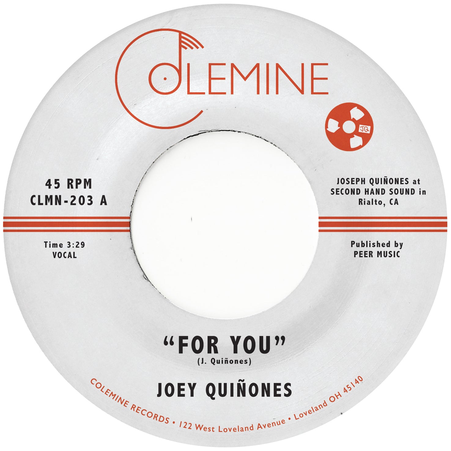 Joey Quiñones For You 45 tours vinyle couleur soul reggae