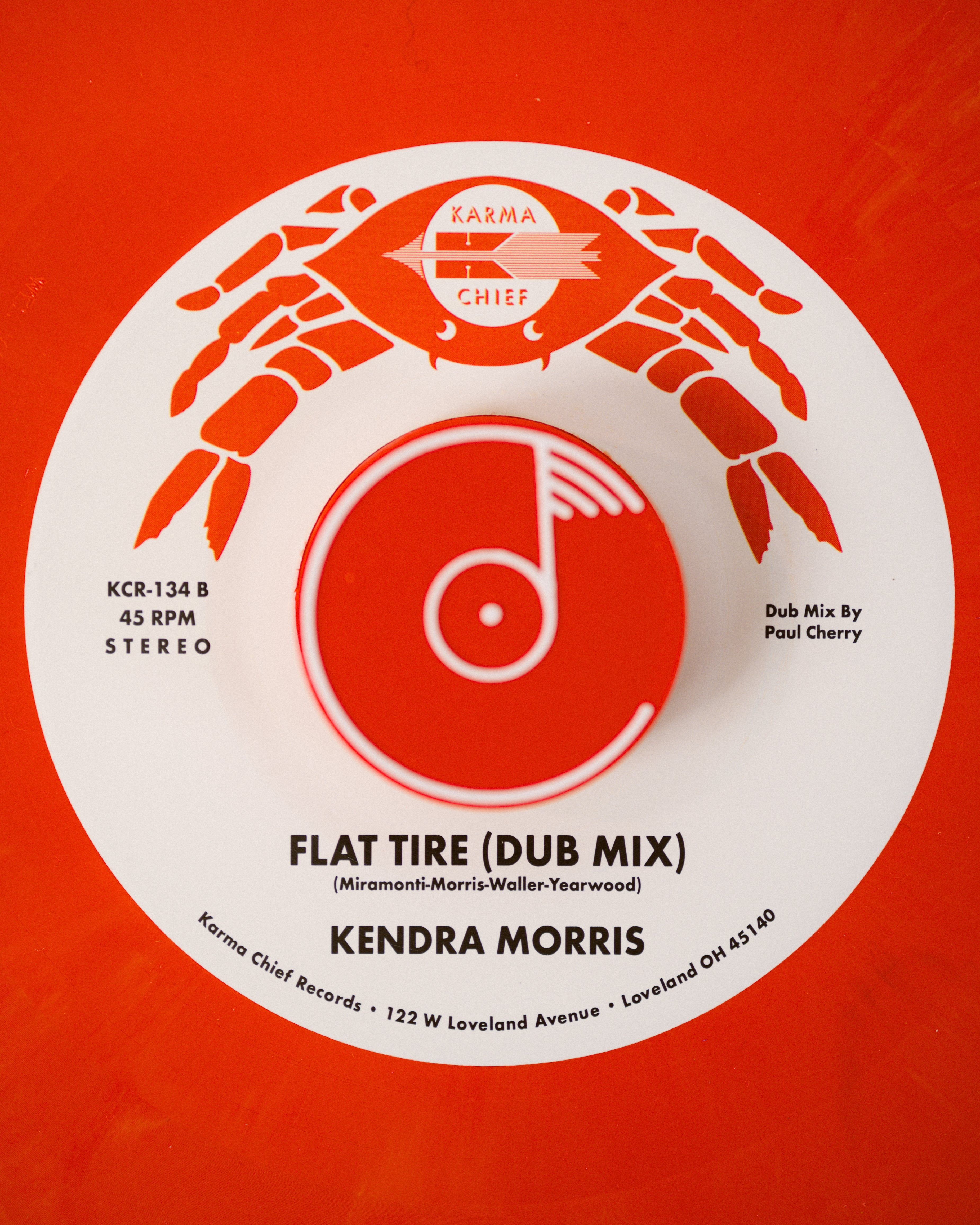 Karma Chief Kendra Morris Flat Tire vinyle 45 tours orange