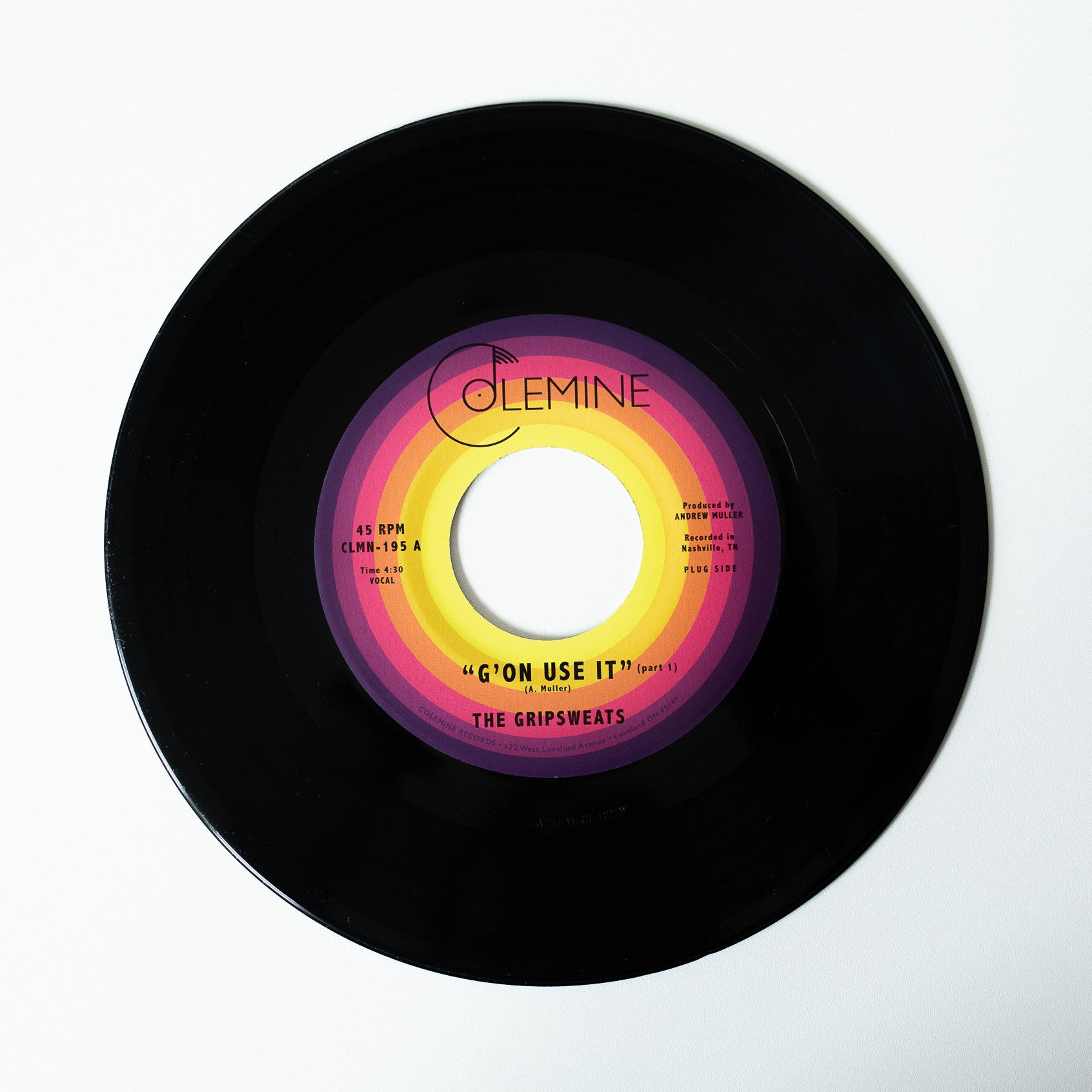 Colemine The Gripsweats G'on Use It 45T vinyle jaune funk NOLA