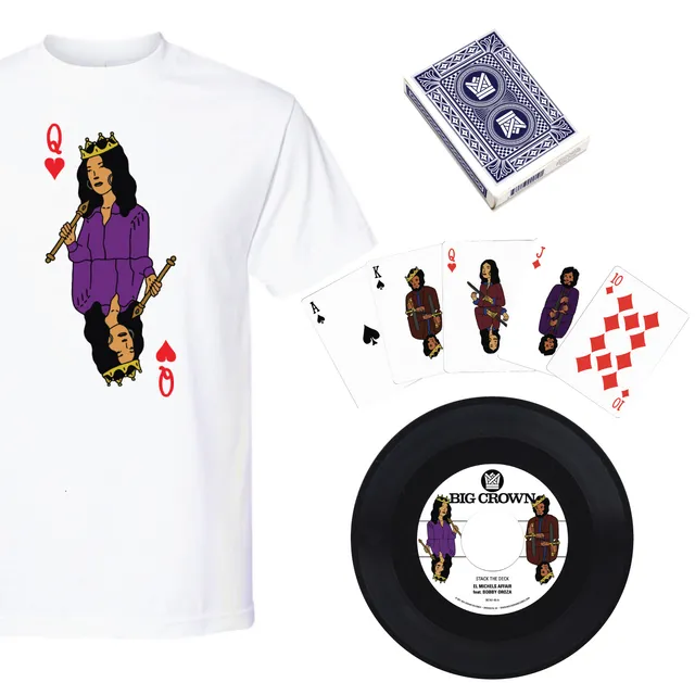 Big Crown Full House Bundle Queen T-shirt blanc 45 tours cartes