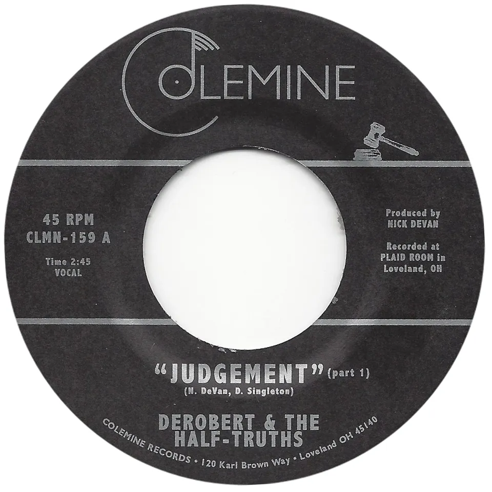 DeRobert & The Half-Truths Judgement 45 tours jaune swirl