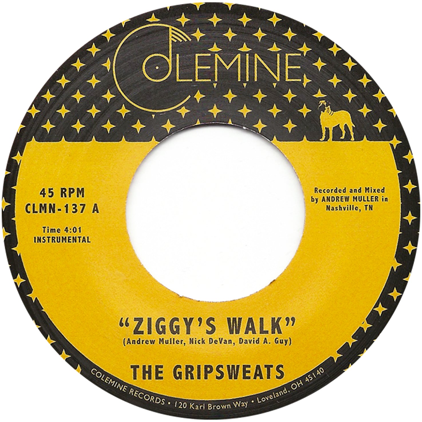 Colemine The Gripsweats Ziggy's Walk 7 pouces vinyle rouge