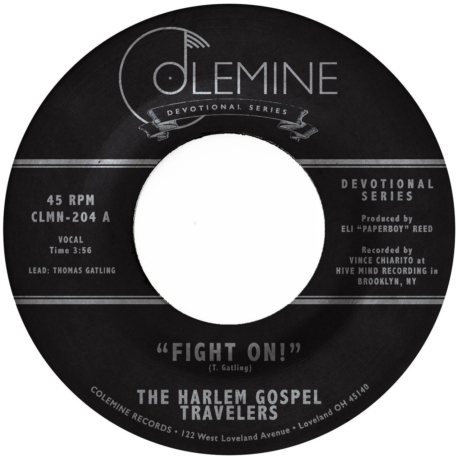 Colemine Harlem Gospel Travelers Fight On! 45 tours clear 7"