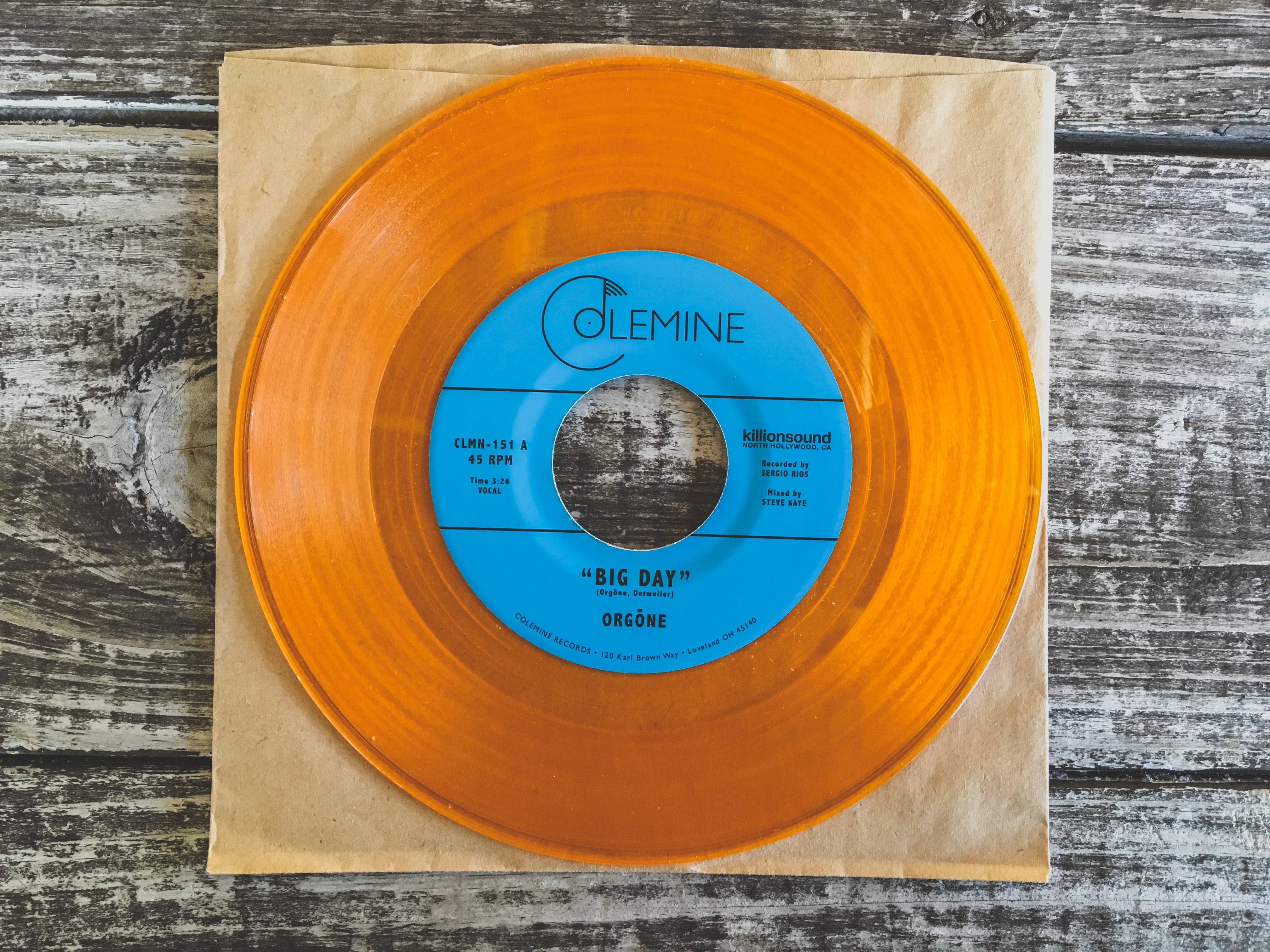 Orgone Big Day 45 tours vinyle noir funk