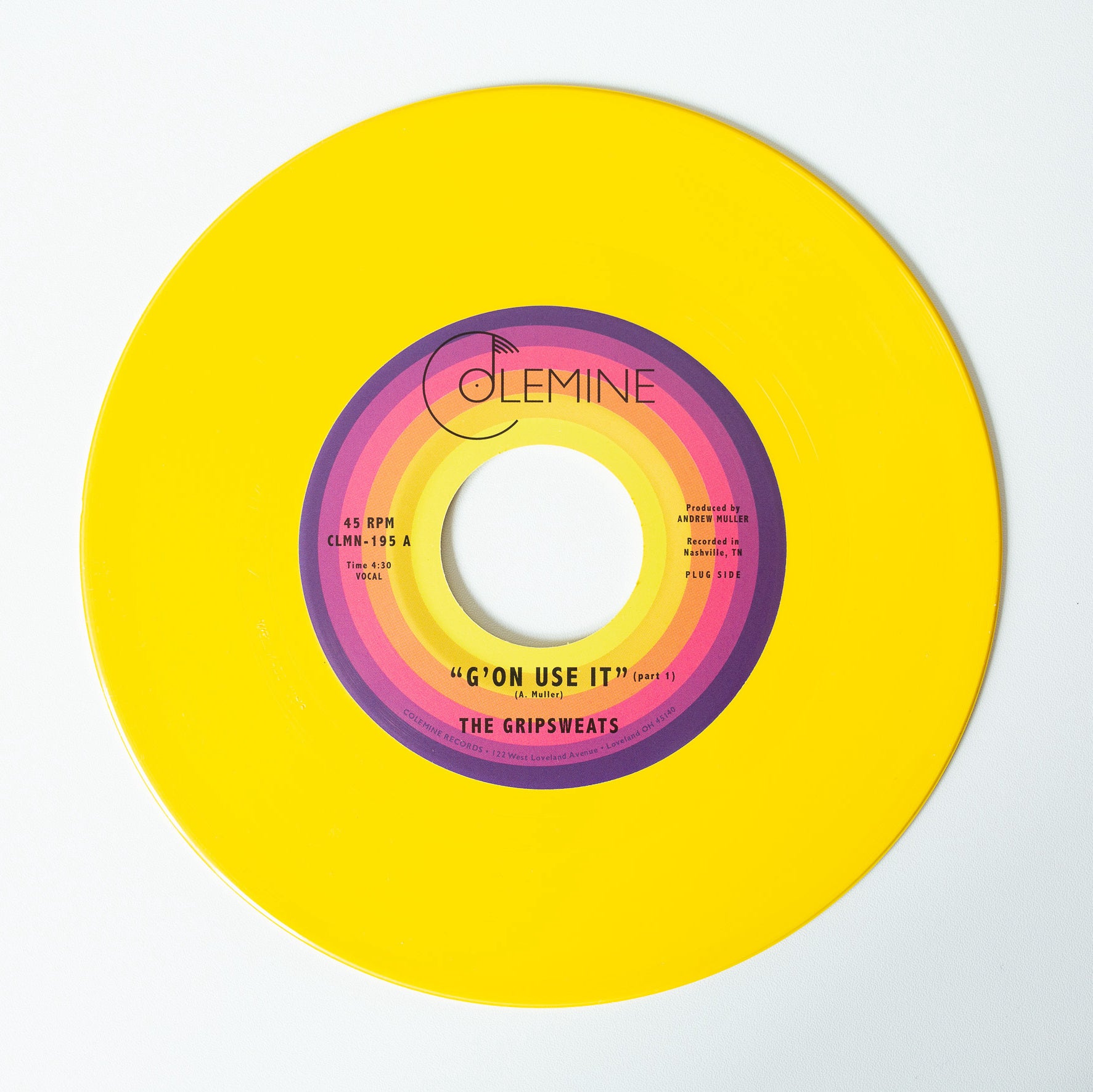 Colemine The Gripsweats G'on Use It 45T vinyle jaune funk NOLA