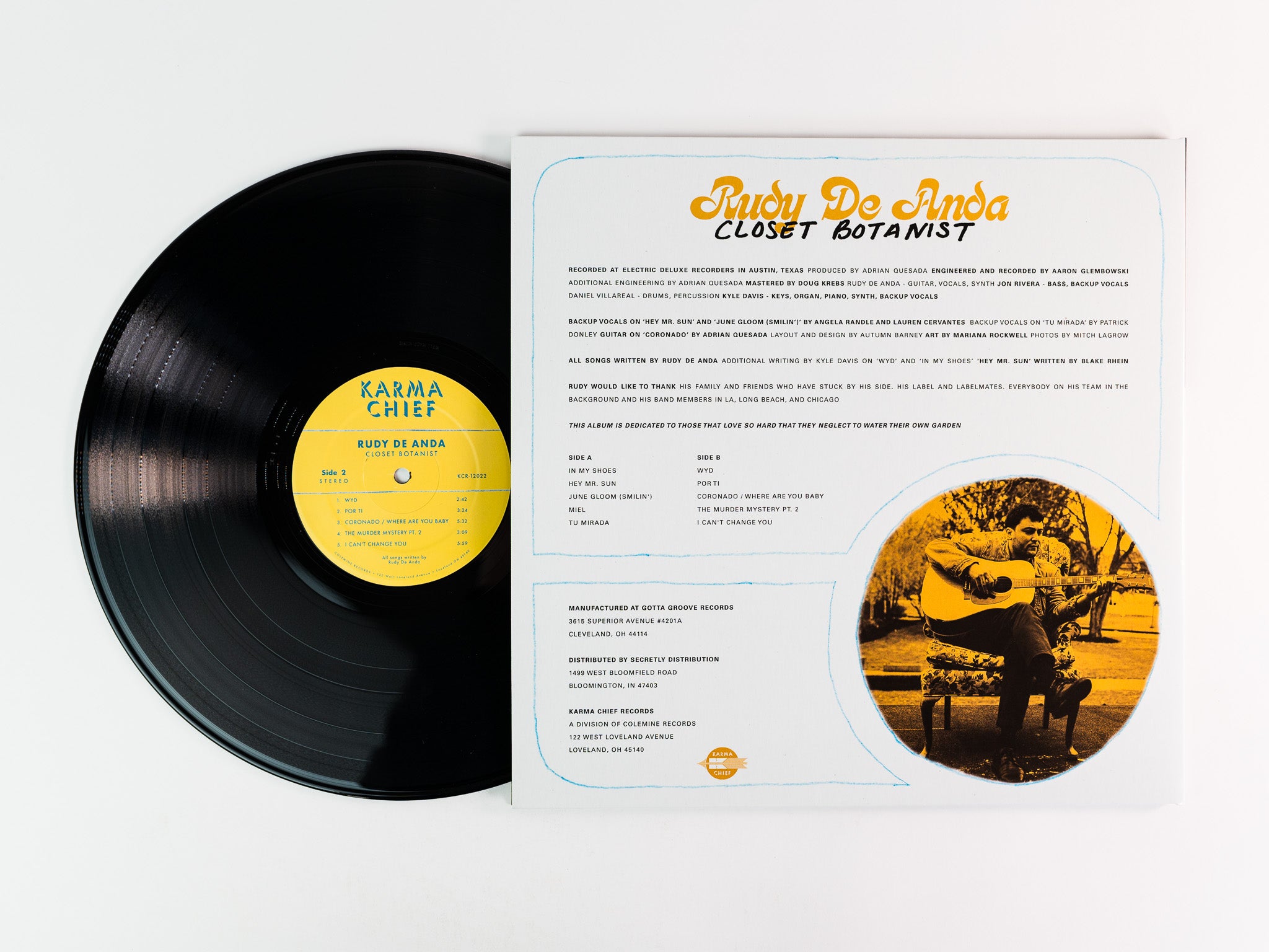 Rudy De Anda Closet Botanist LP vinyle jaune souci