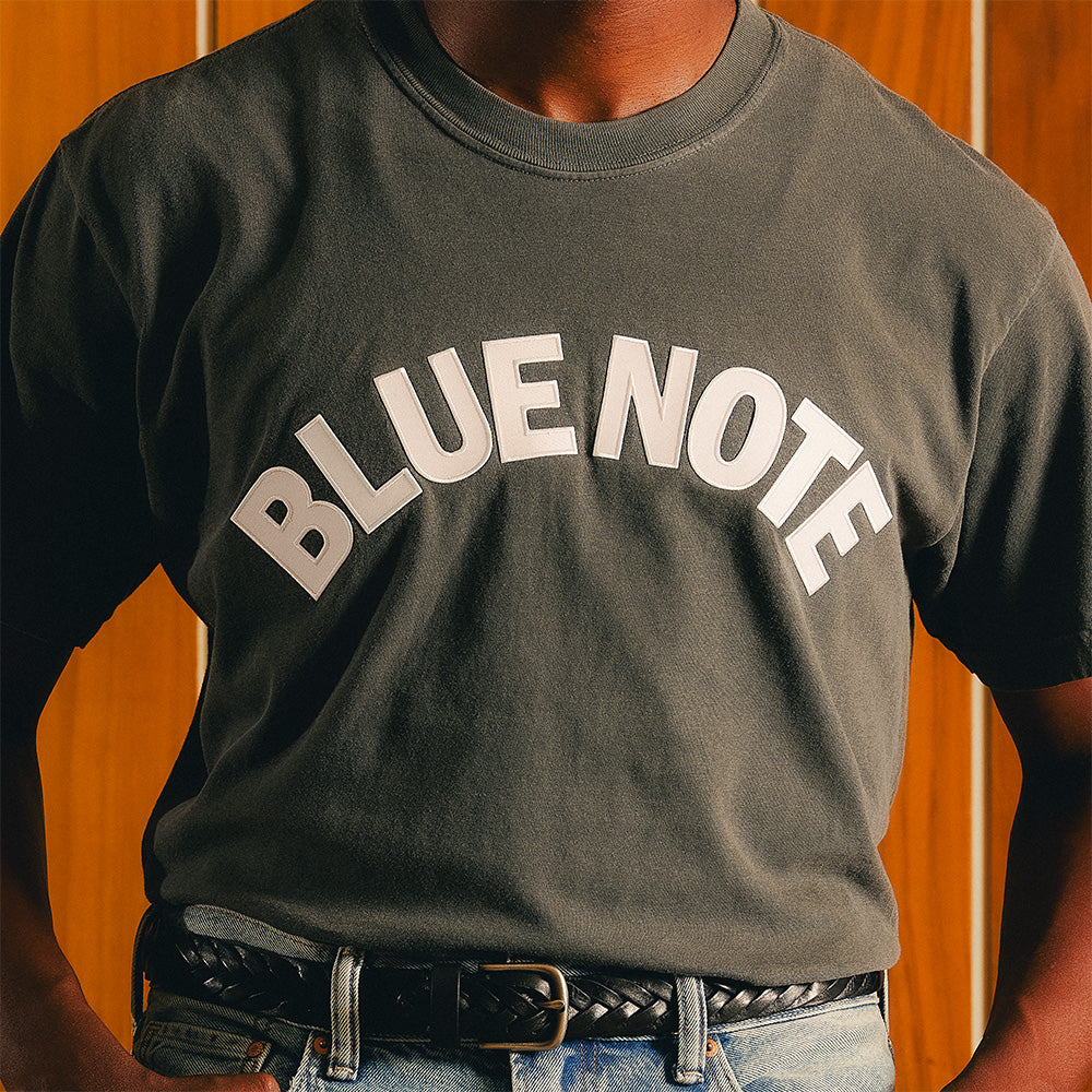 Blue Note Applique T-shirt coton lettres Denim taille L