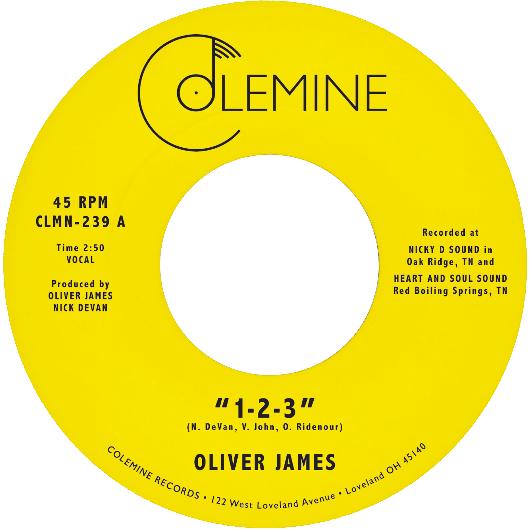 Oliver James 1-2-3 45 tours vinyle bleu nuit