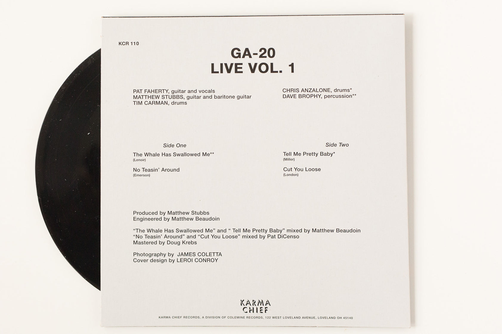 GA-20 Live Vol. 1 EP 45 tours vinyle turquoise blues live